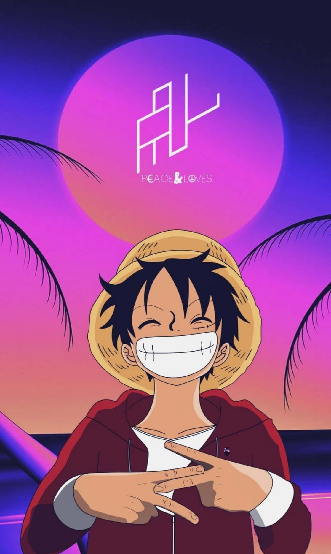 Tabasamu la Simu ya Luffy wa One Piece Picha ya Ukuta