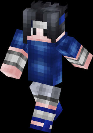 Tabia ya Sasuke Mtindo wa Minecraft Picha ya Ukuta