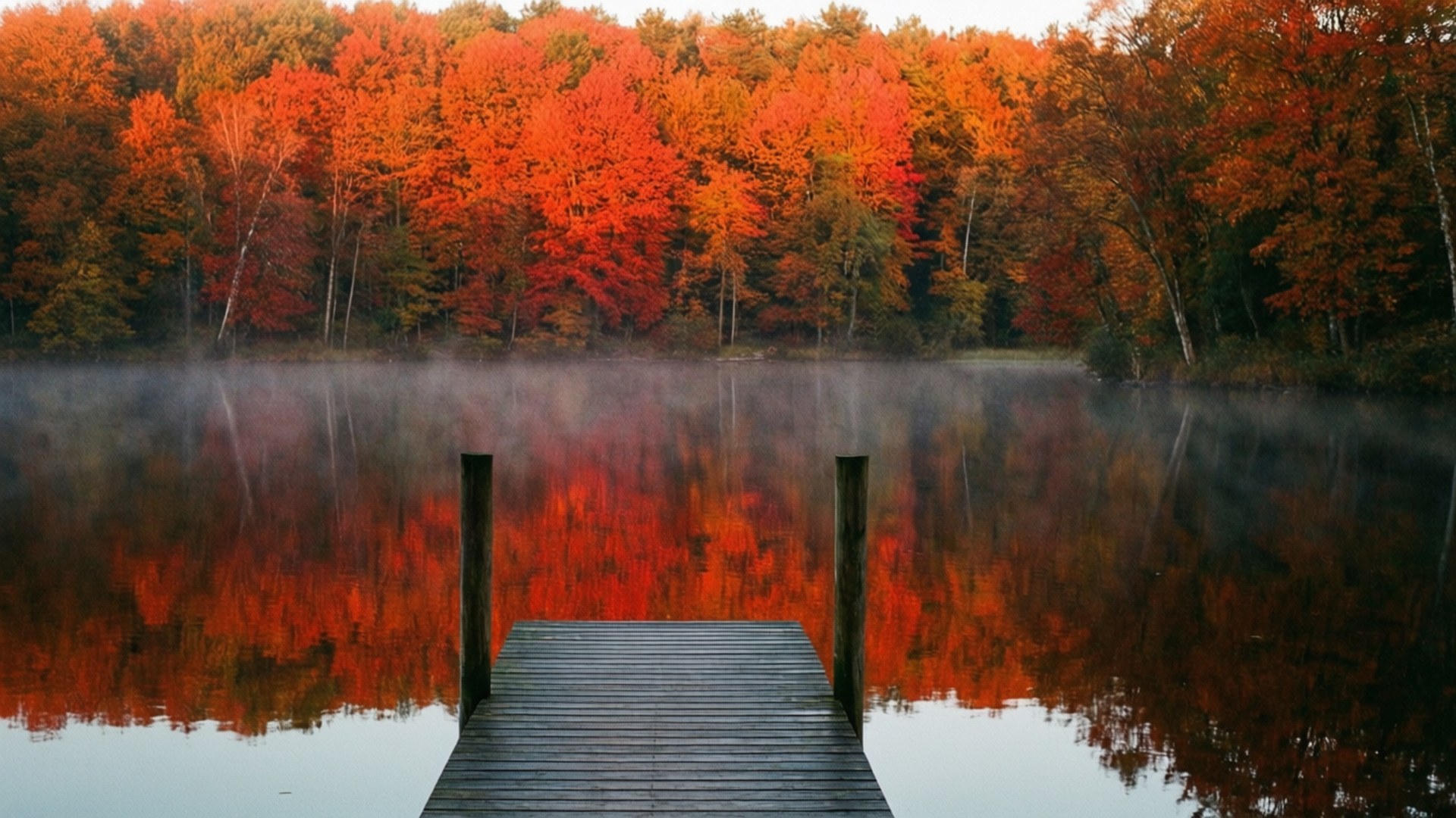 Tafakari ya Ziwa la Autumn Picha ya Ukuta