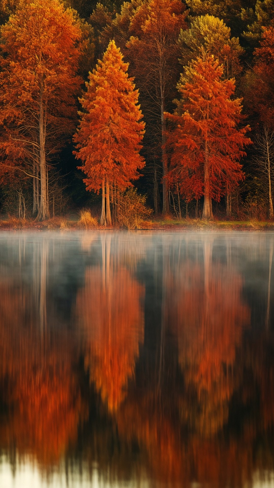 Tafakari ya Ziwa la Autumn Picha ya Ukuta