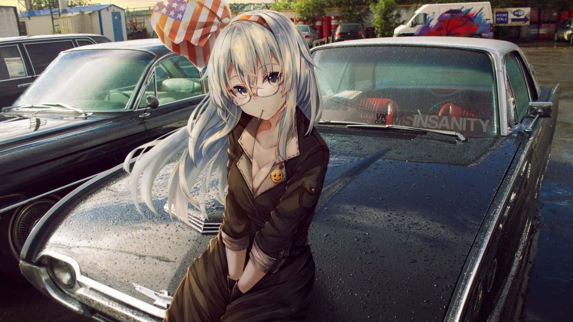 Tafuta utaftaji wako na hii gari iliyohamasishwa na anime Picha ya Ukuta