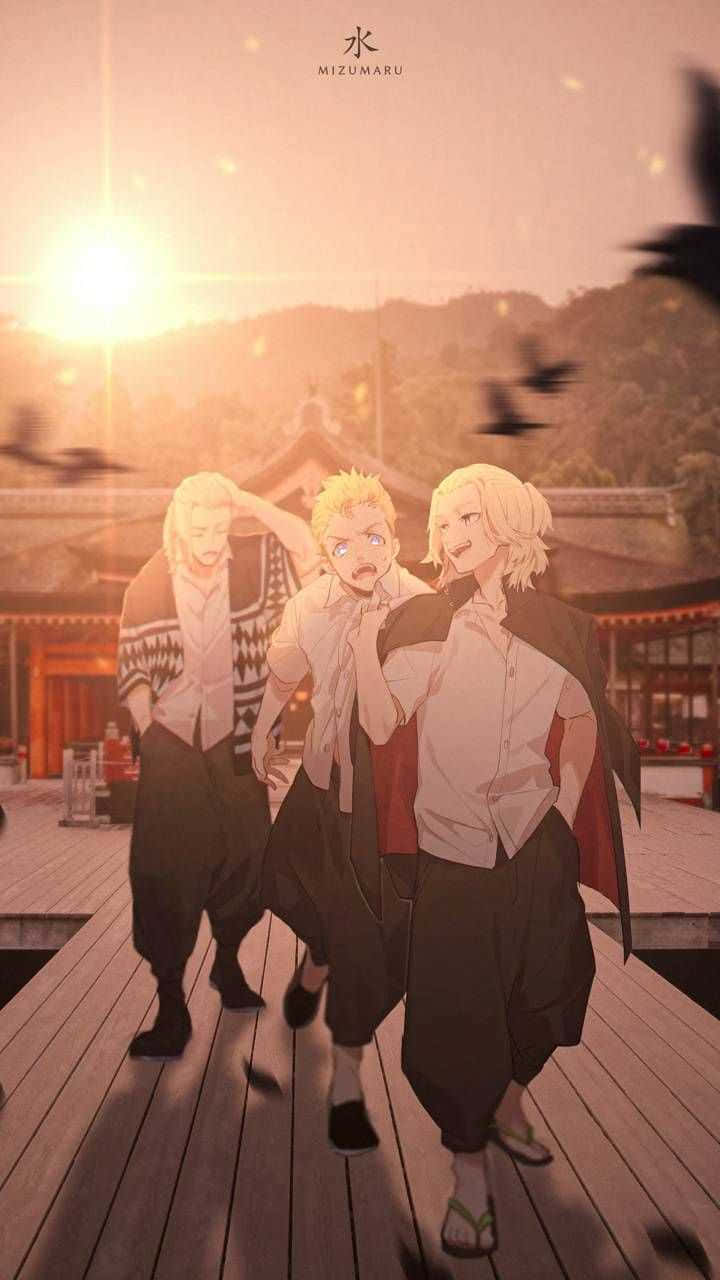 Takemichi Mikey na Draken Tokyo Revengers Anime Picha ya Ukuta