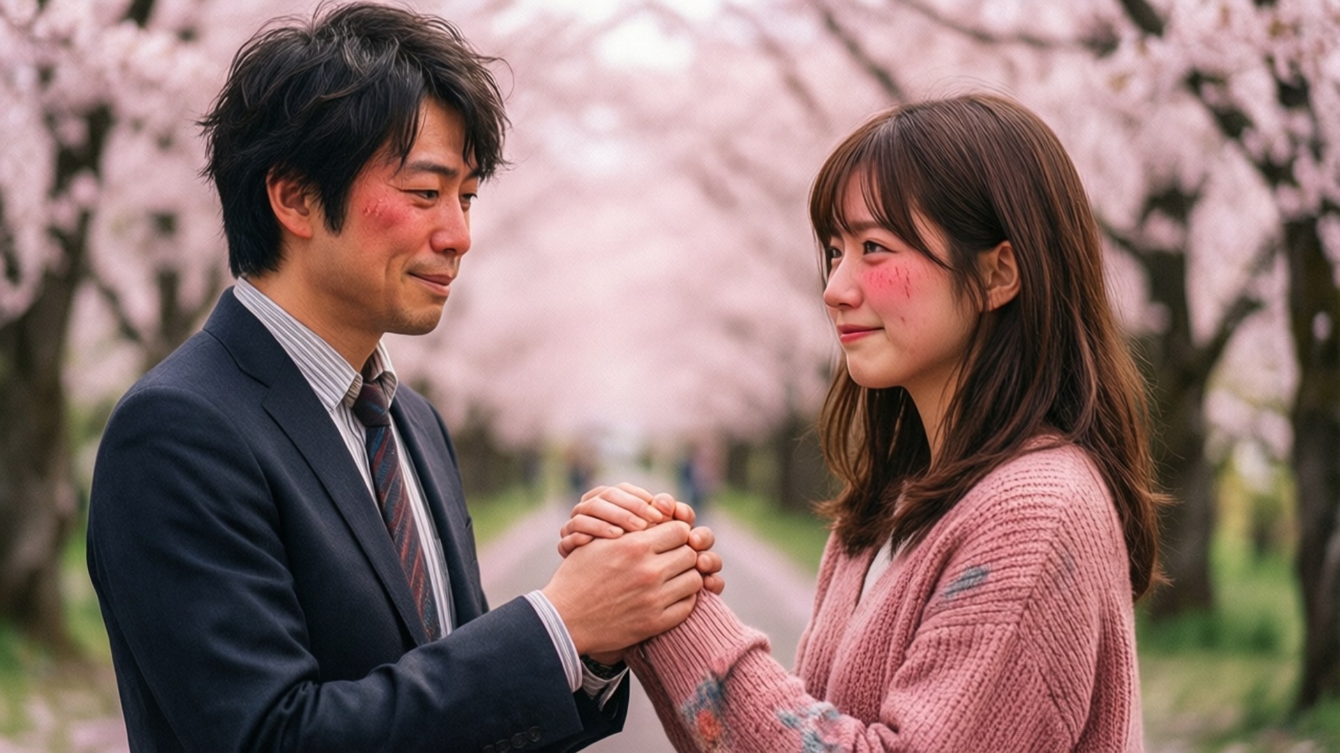 Takeo na Rinko Maua ya Cherry Picha ya Ukuta