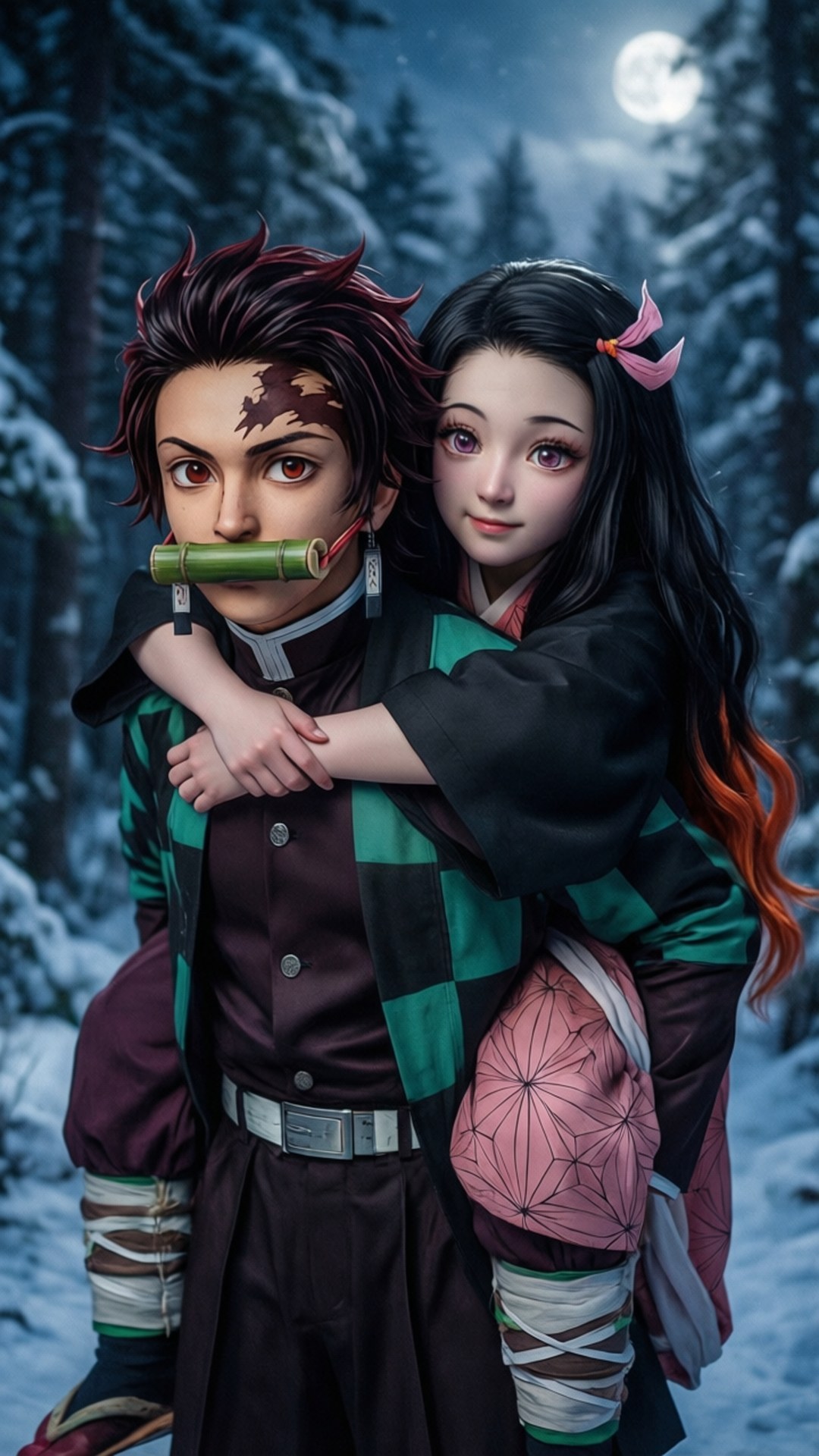 Tanjiro Akiwa Nezuko Picha ya Ukuta