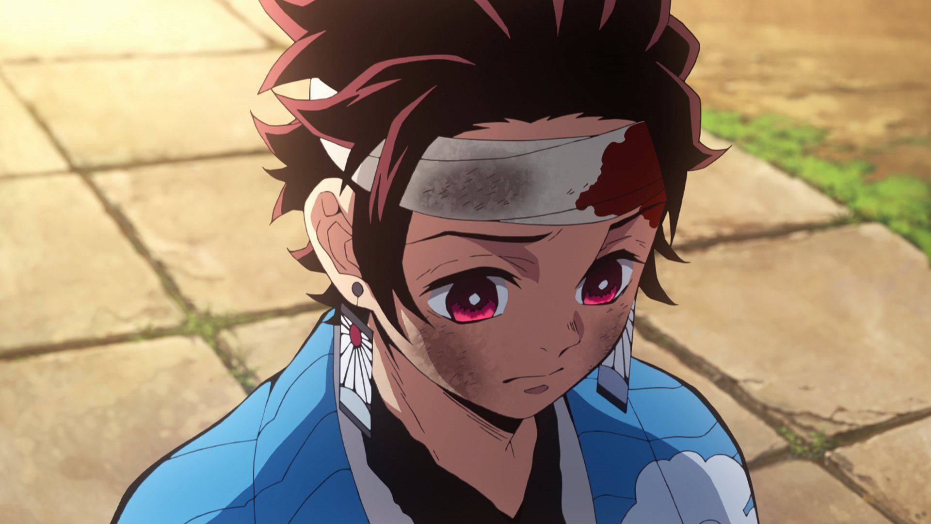 Tanjiro, Amejeruhiwa Baada ya Vita katika Demon Slayer Picha ya Ukuta