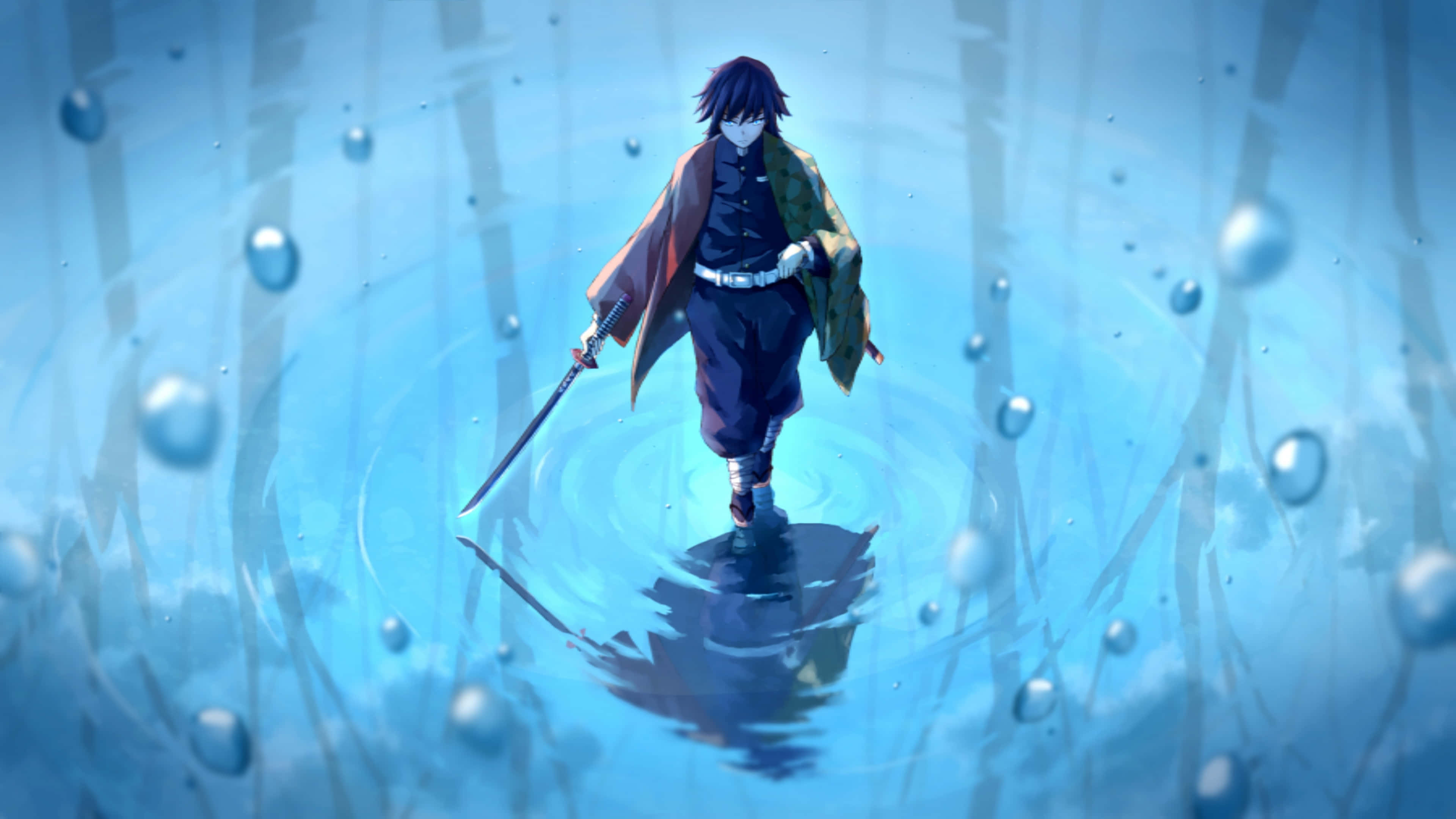 Tanjiro anaruka kwenye hatua katika Demon Slayer 4K! Picha ya Ukuta