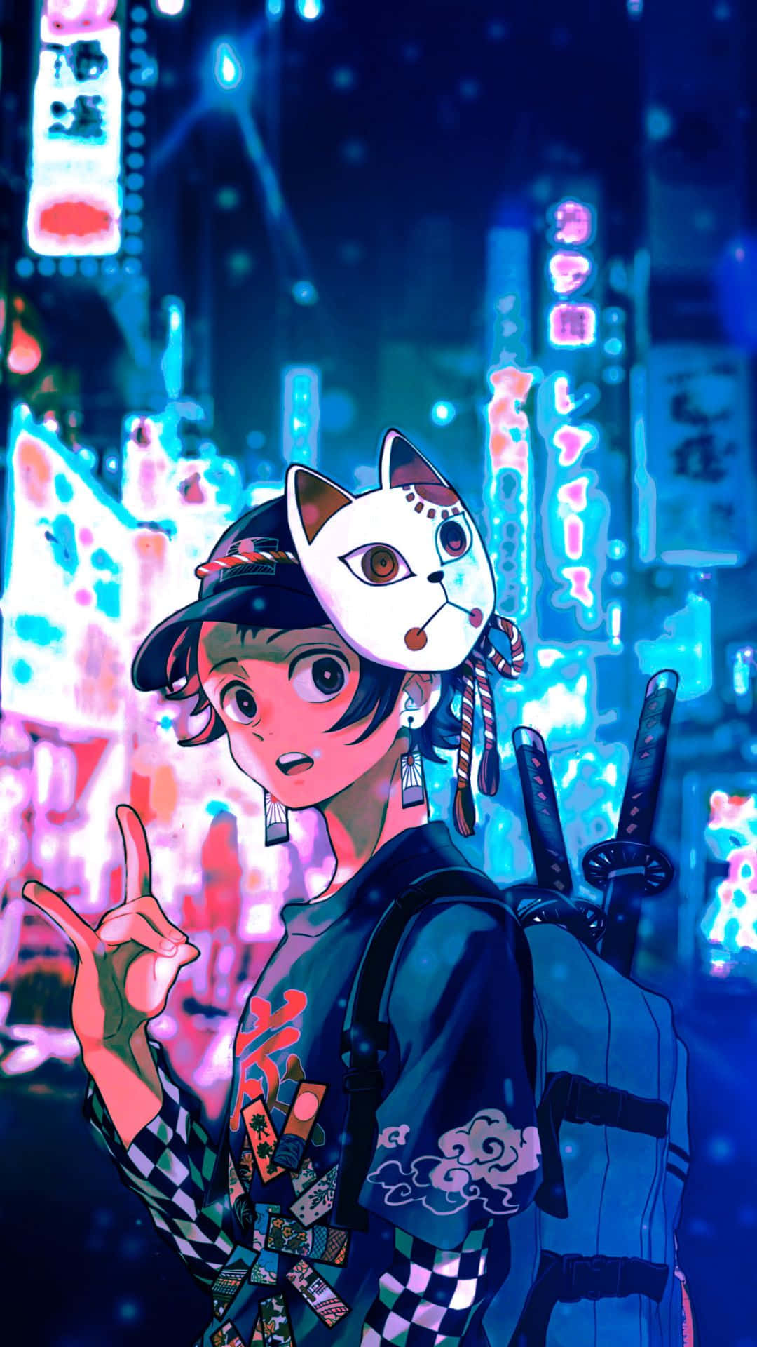 Tanjiro Kamado Mchawi wa Bluu wa Anime Picha ya Ukuta