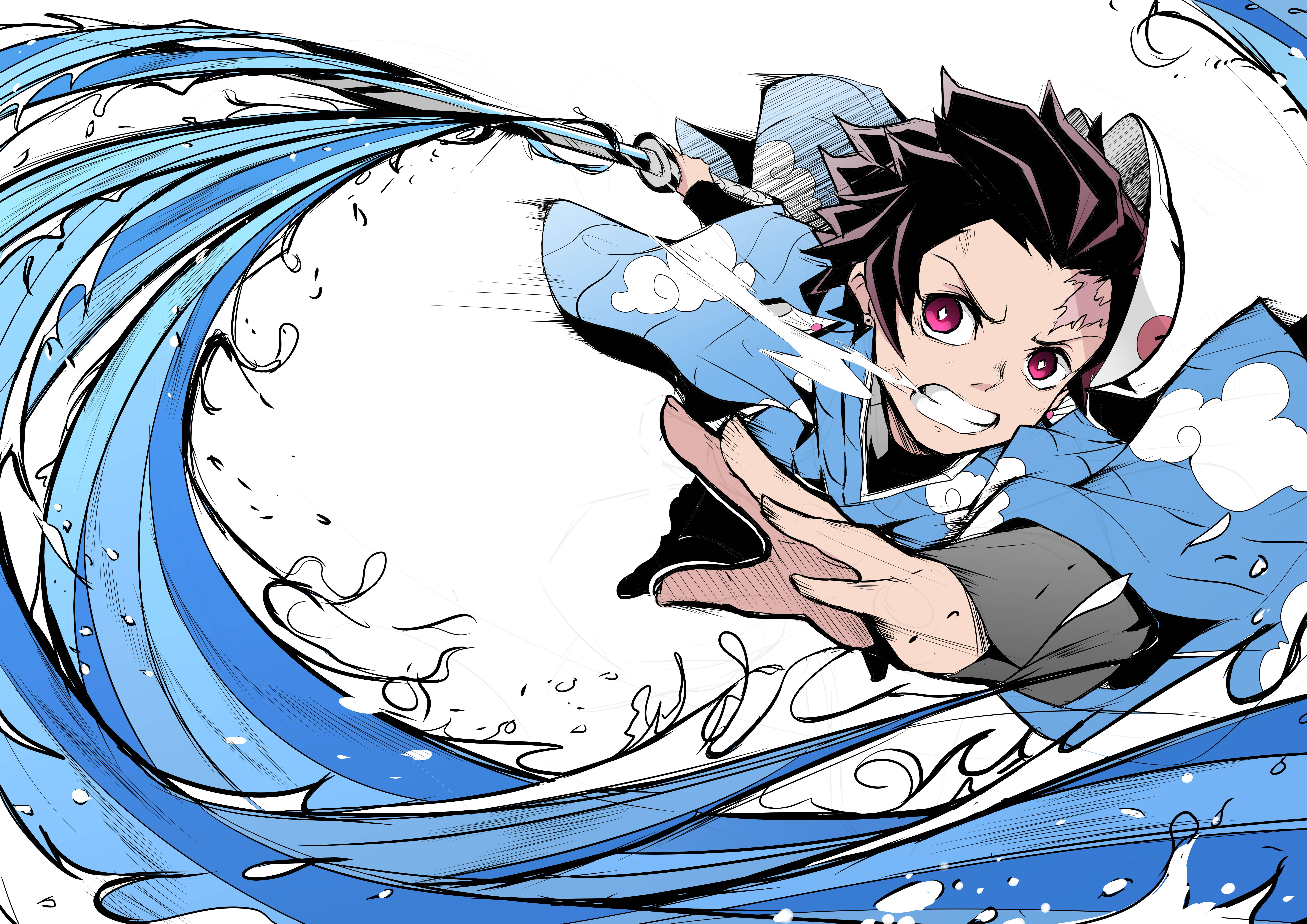 Tanjiro Mweupe wa Demon Slayer 4K Picha ya Ukuta