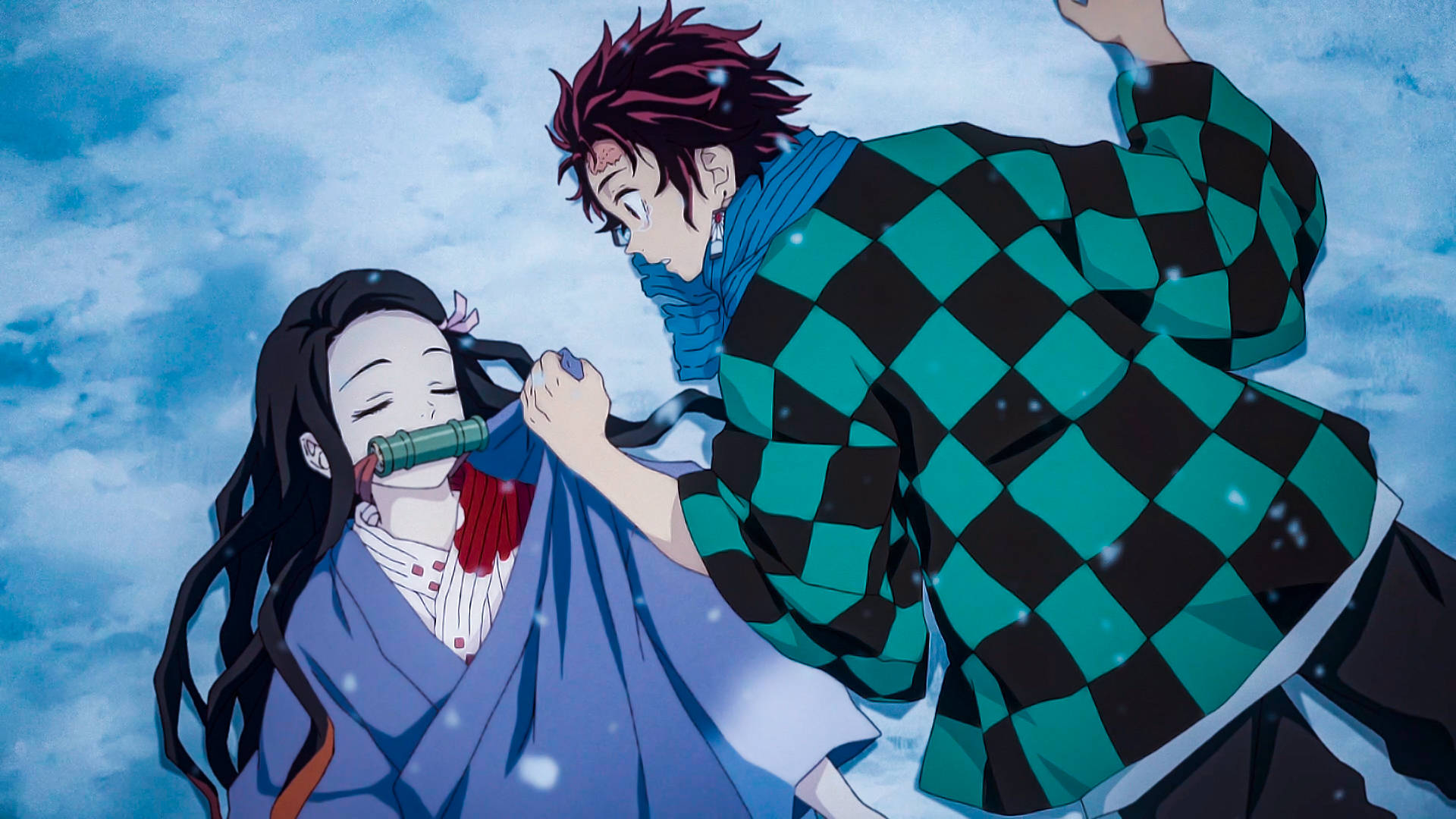 Tanjiro na Nezuko kutoka Demon Slayer! Picha ya Ukuta