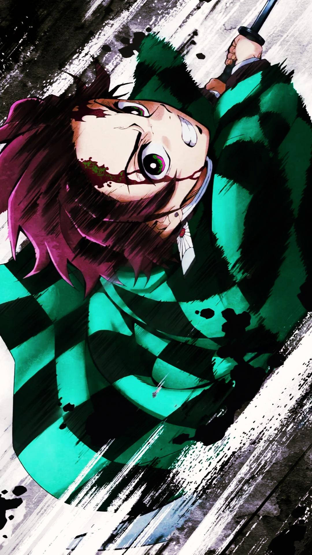 Tanjiro wa Demon Slayer kwenye Simu Picha ya Ukuta