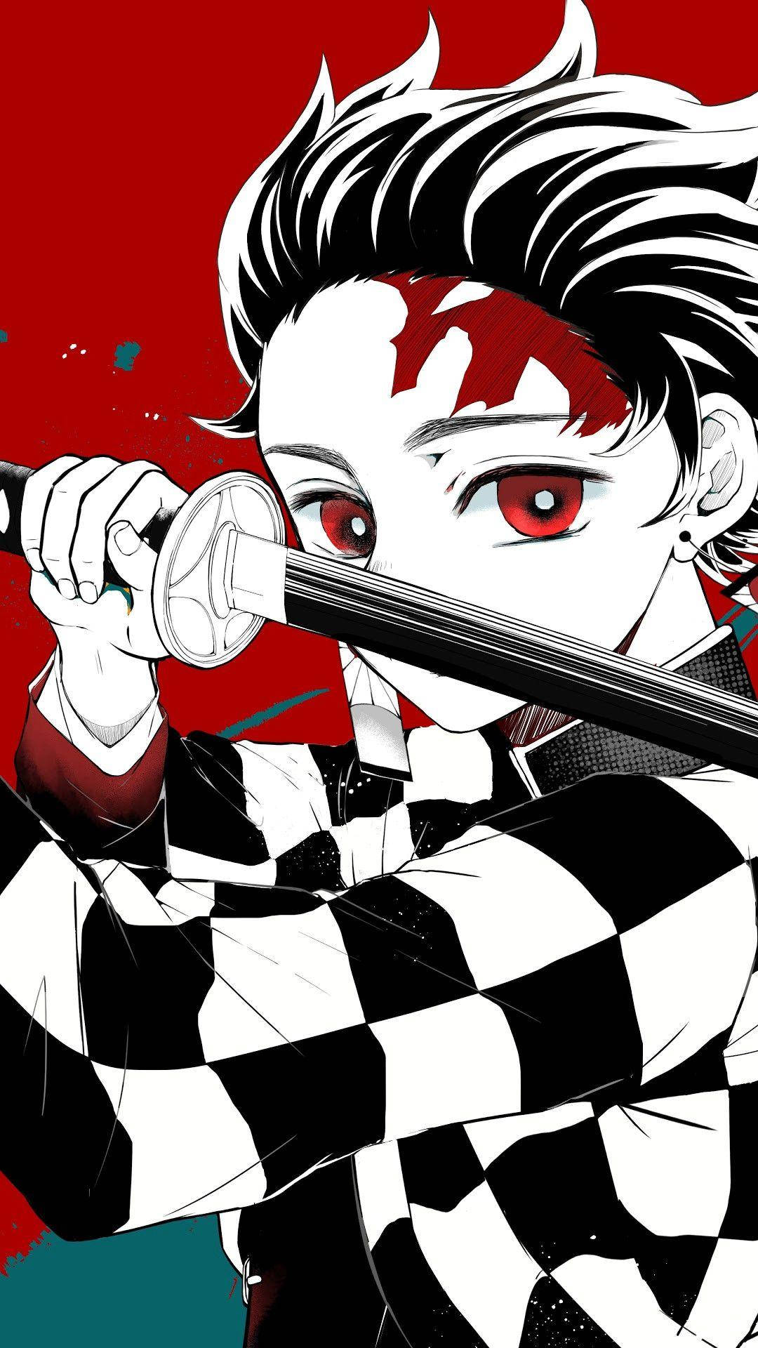 Tanjiro wa Mchoro wa Simu ya Demon Slayer Picha ya Ukuta