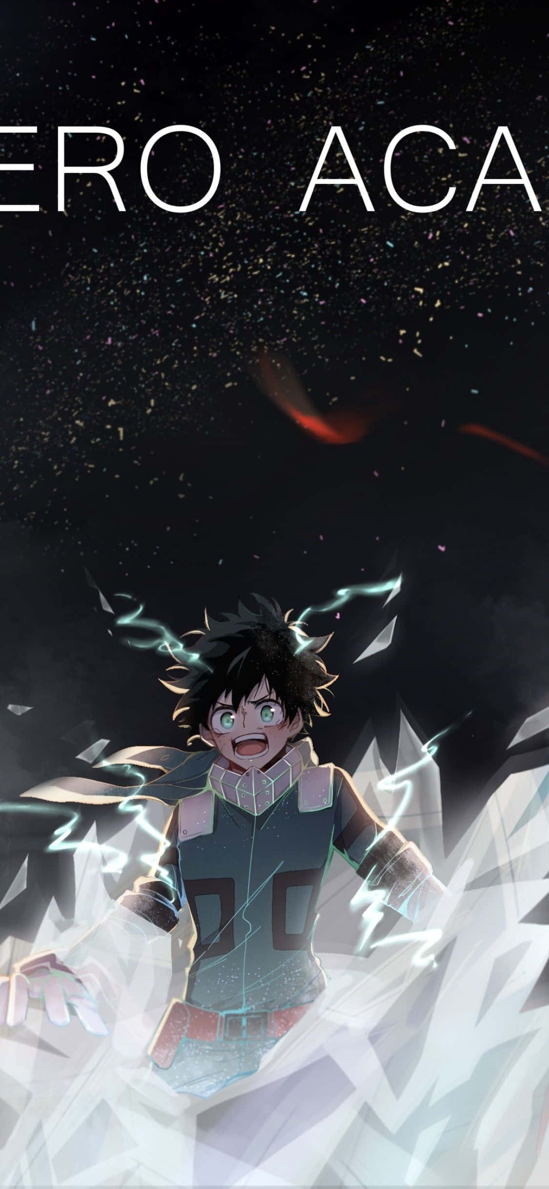 Vibrant Deku Action Pose Phone Wallpaper Picha ya Ukuta