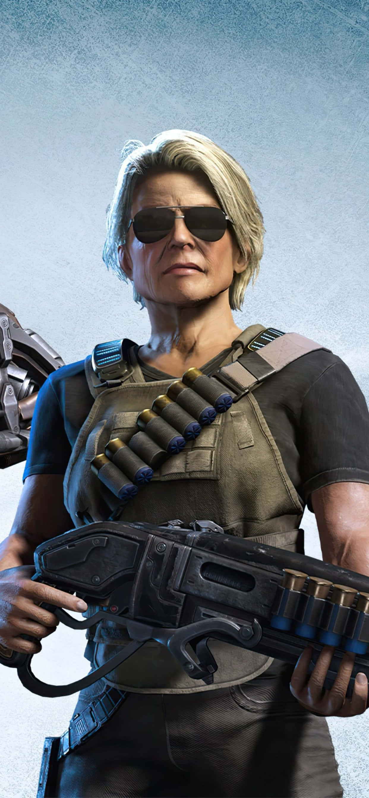 Picha ya kuvutia ya iPhone XS Max inayowasilisha picha ya kuhimiza kutoka Gears of War 5. Picha ya Ukuta