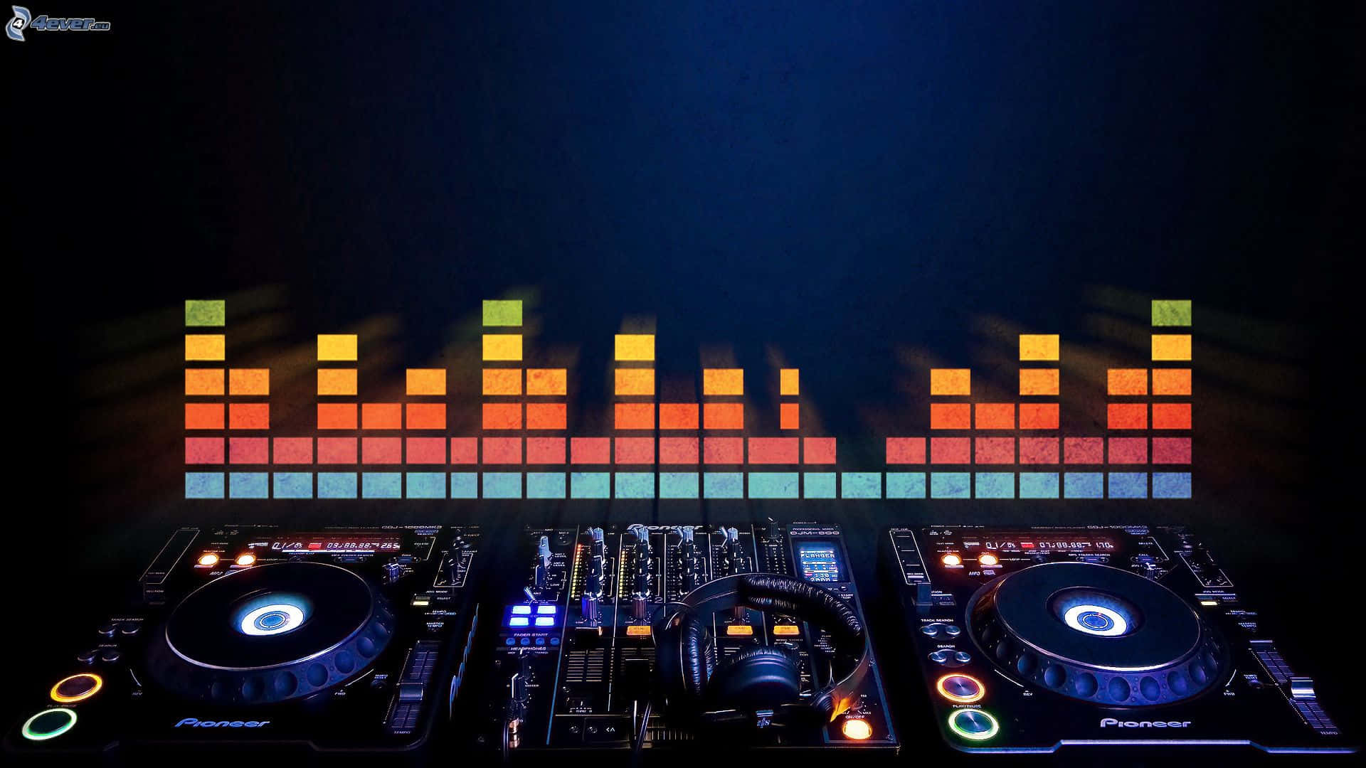 Taswira ya Seti ya DJ na Mizani ya Muziki Picha ya Ukuta