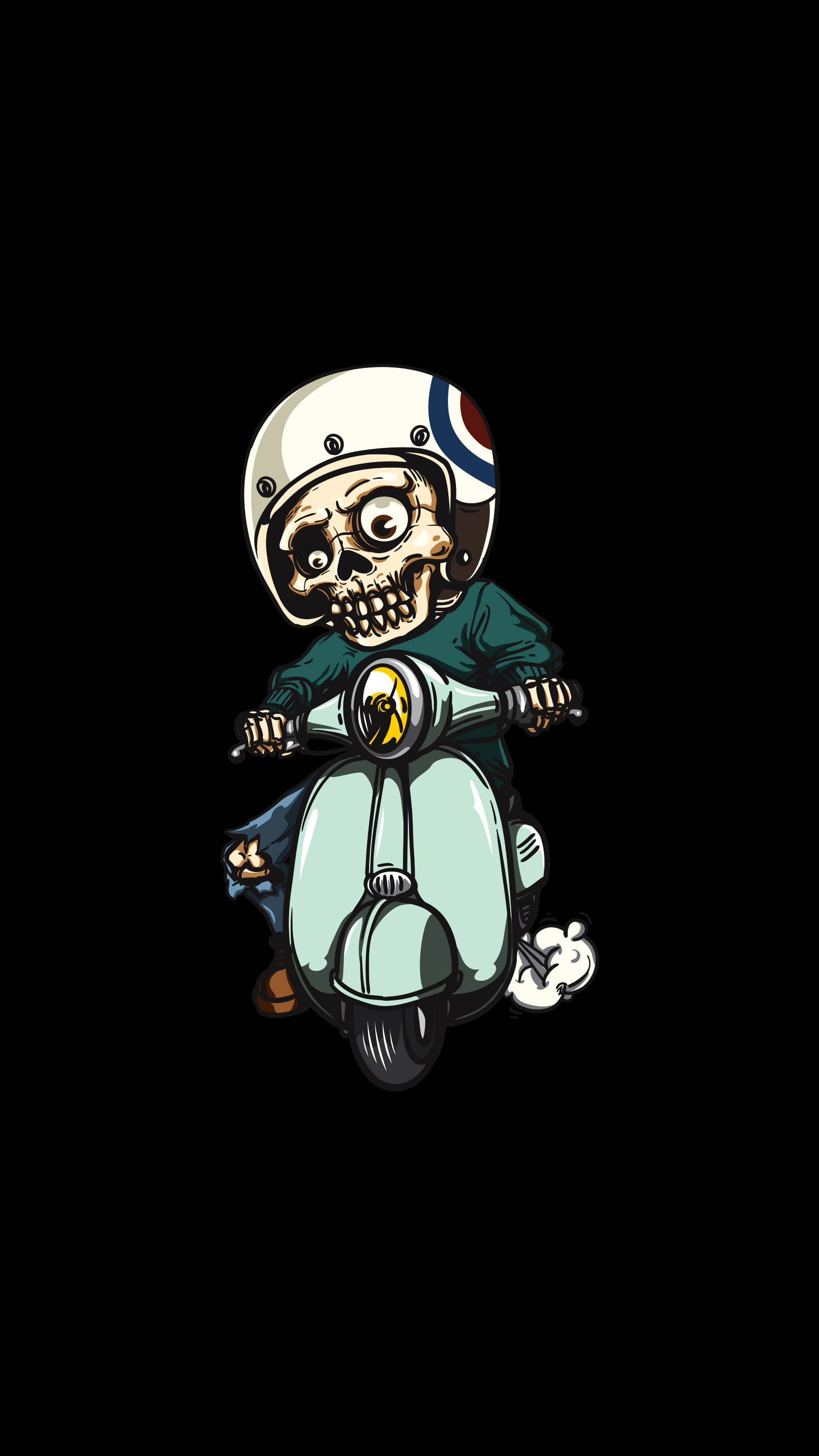 Tattoo ya Skeleton Kwenye Scooter HD Picha ya Ukuta