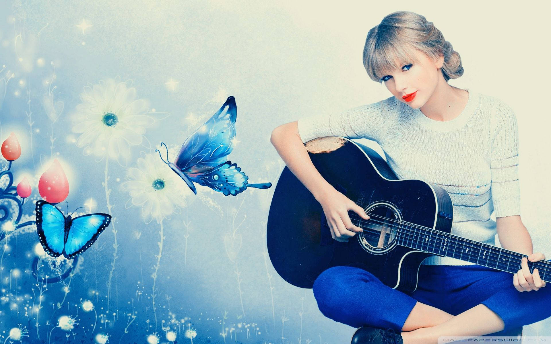 Taylor Swift Akicheza Gitaa Kwa Nguvu Picha ya Ukuta