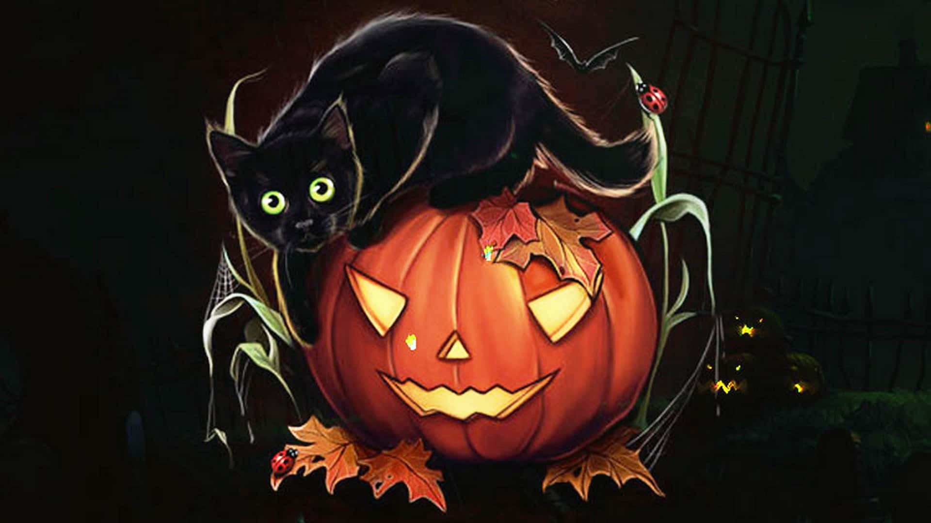 Tazama jinsi Halloween inavyoweza kuwa ya kupendeza na ya kutisha! Picha ya Ukuta