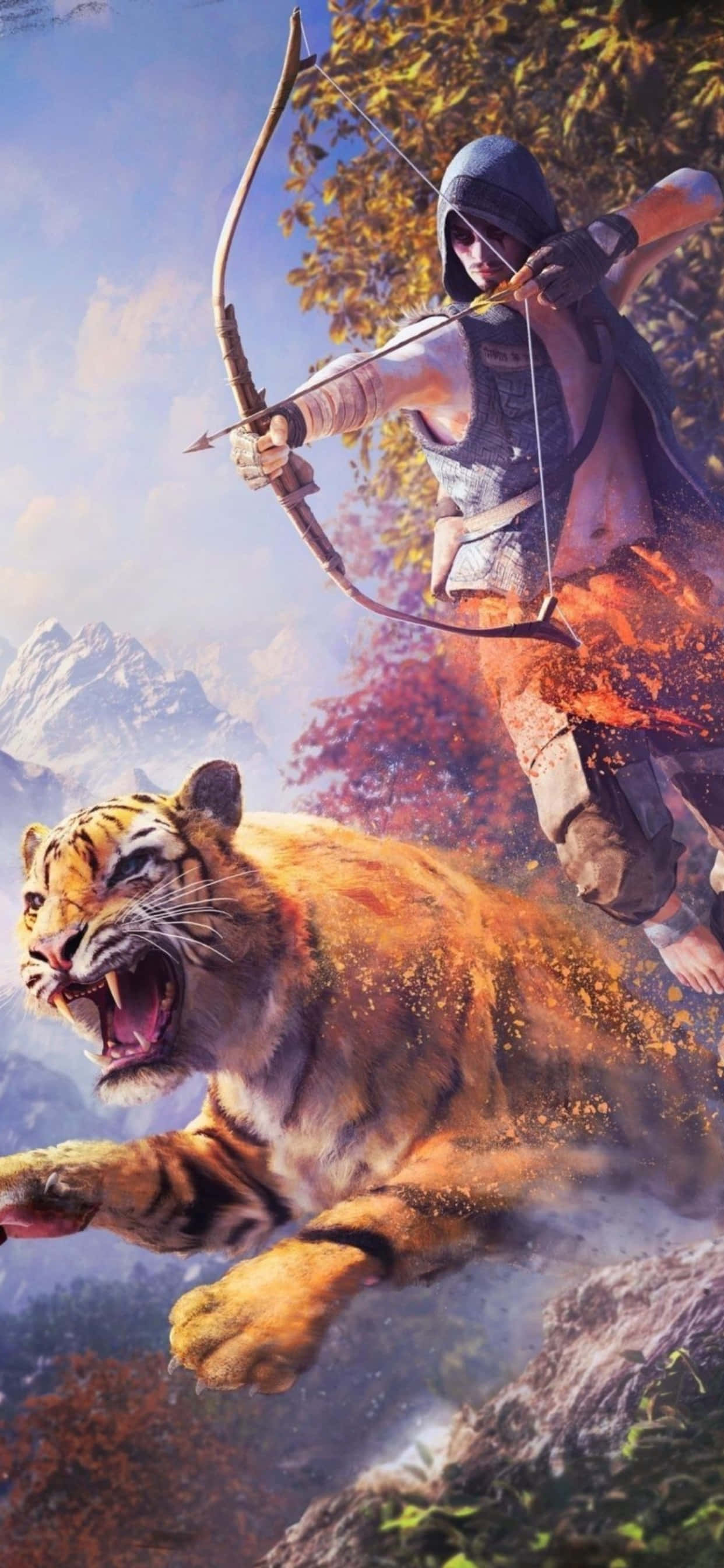 Tazama mandhari ya kupendeza na maoni ya kusisimua unapoandaa na kucheza Far Cry 4 kwenye iPhone Xs Max. Picha ya Ukuta