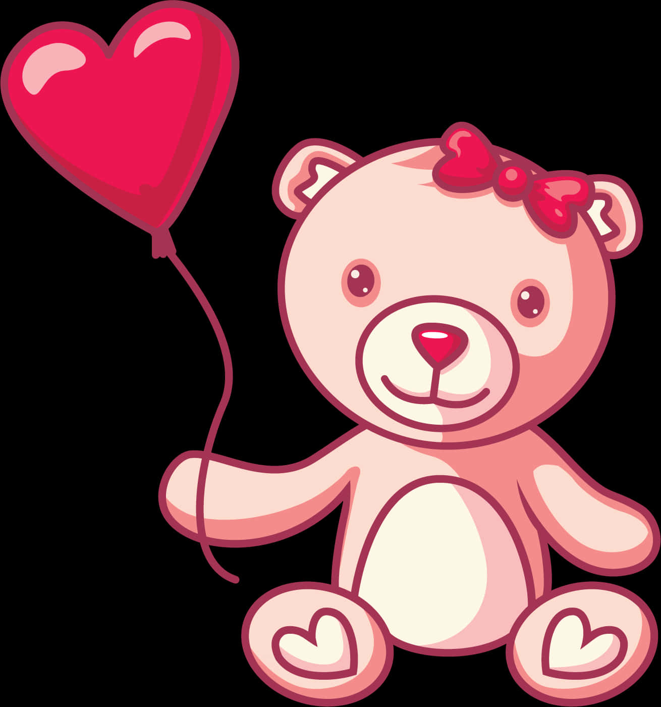 Teddy Bear Mzuri Akiwa na Puto la Moyo Picha ya Ukuta