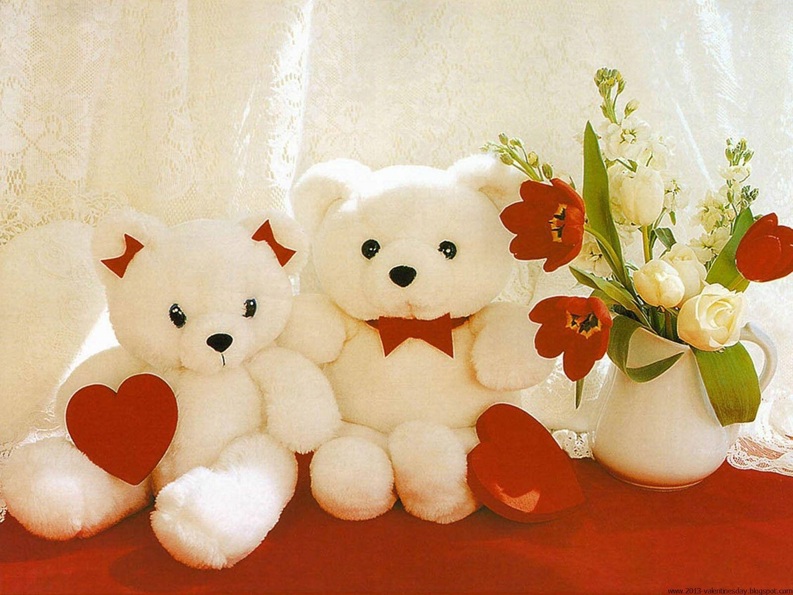 Teddy Bears wa Cute Love Picha ya Ukuta