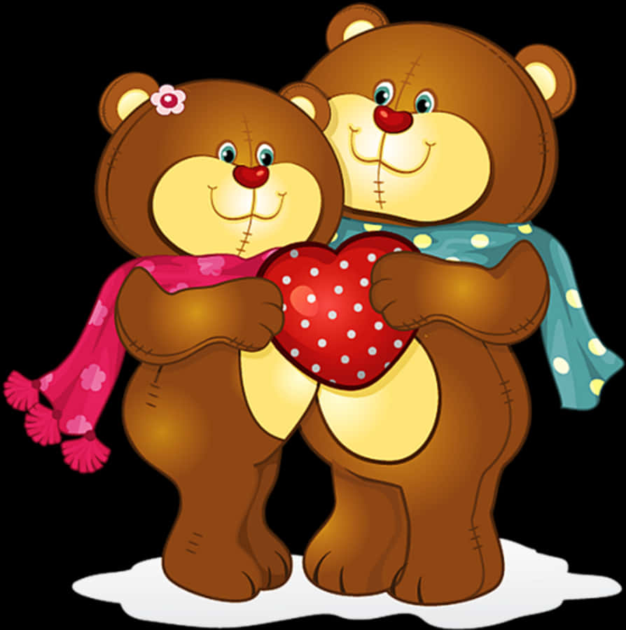 Teddy Bears Wakiwa na Moyo Picha ya Ukuta