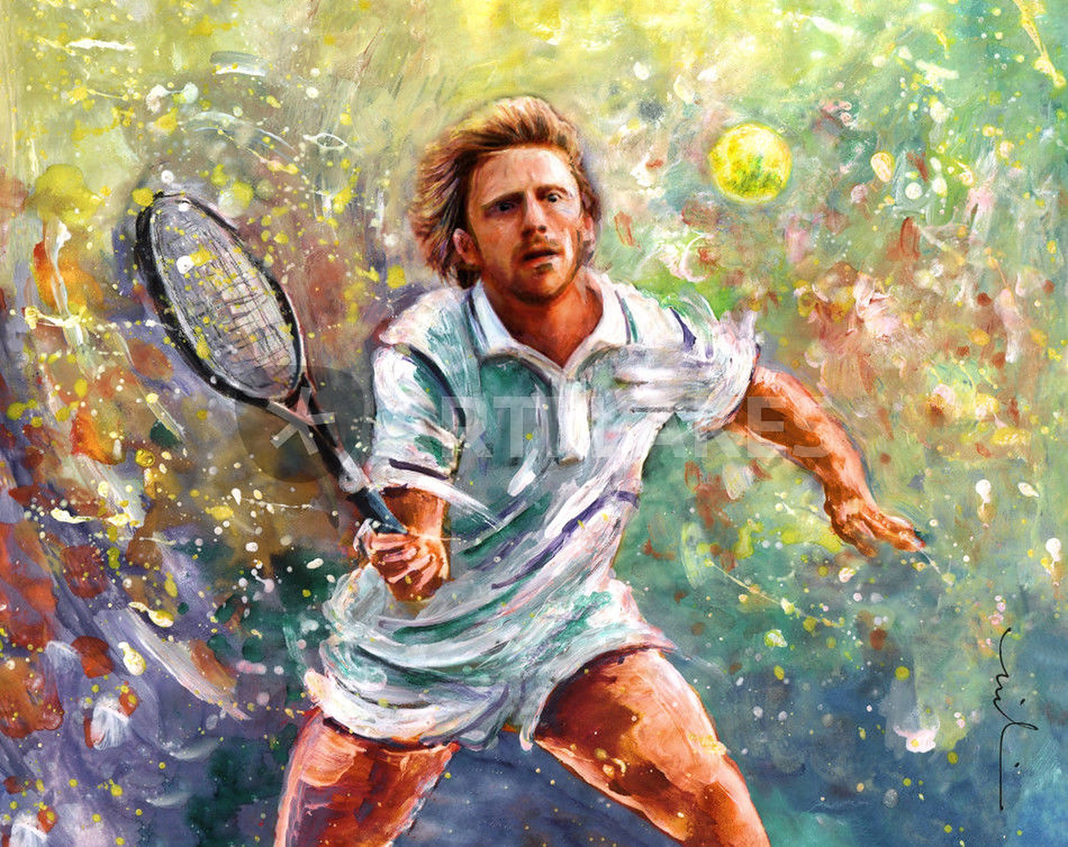 Tennis Legend Boris Becker's powerful forehand Picha ya Ukuta