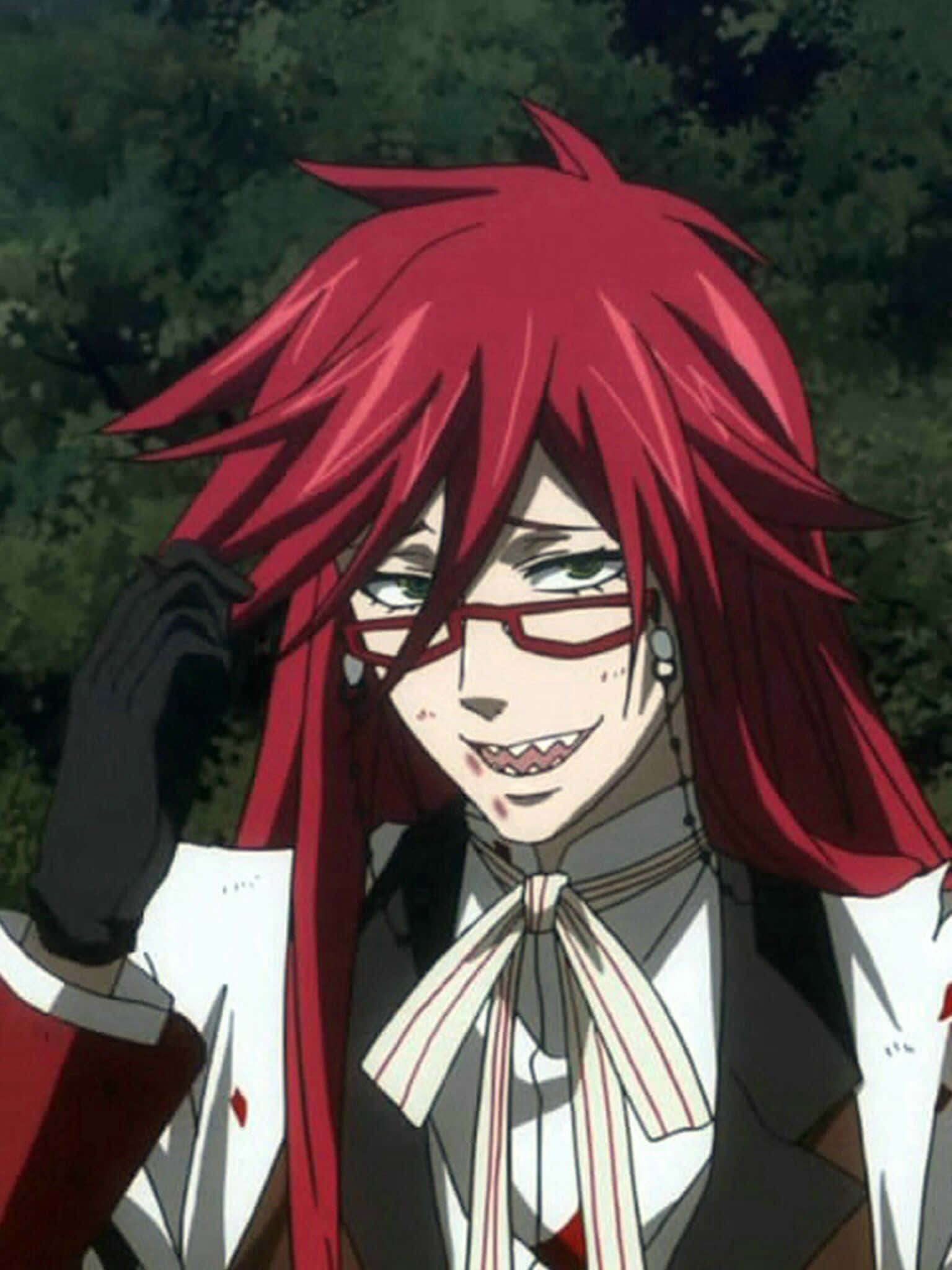 The flamboyant Reaper, Grell Sutcliff on a red background. Picha ya Ukuta