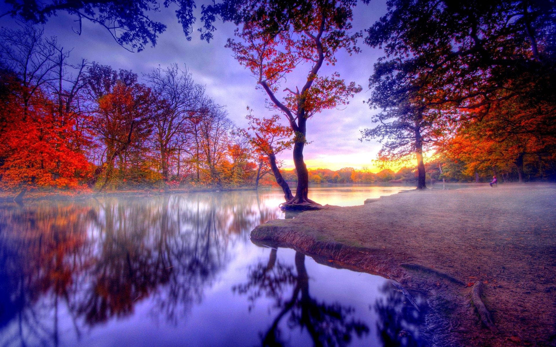 "The glowing colors of fall sunset." Picha ya Ukuta