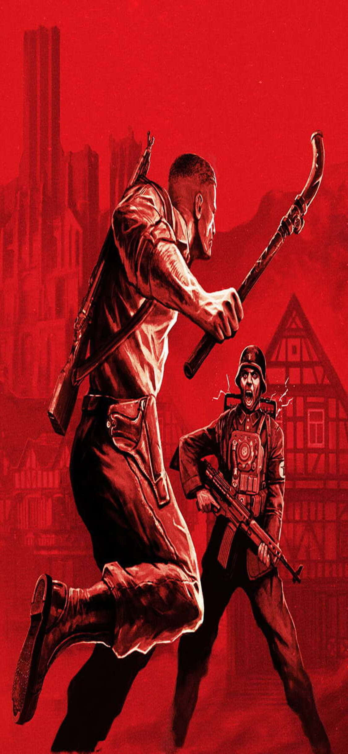 The iPhone Xs With The Latest ‘Wolfenstein II’ Video Game Picha ya Ukuta