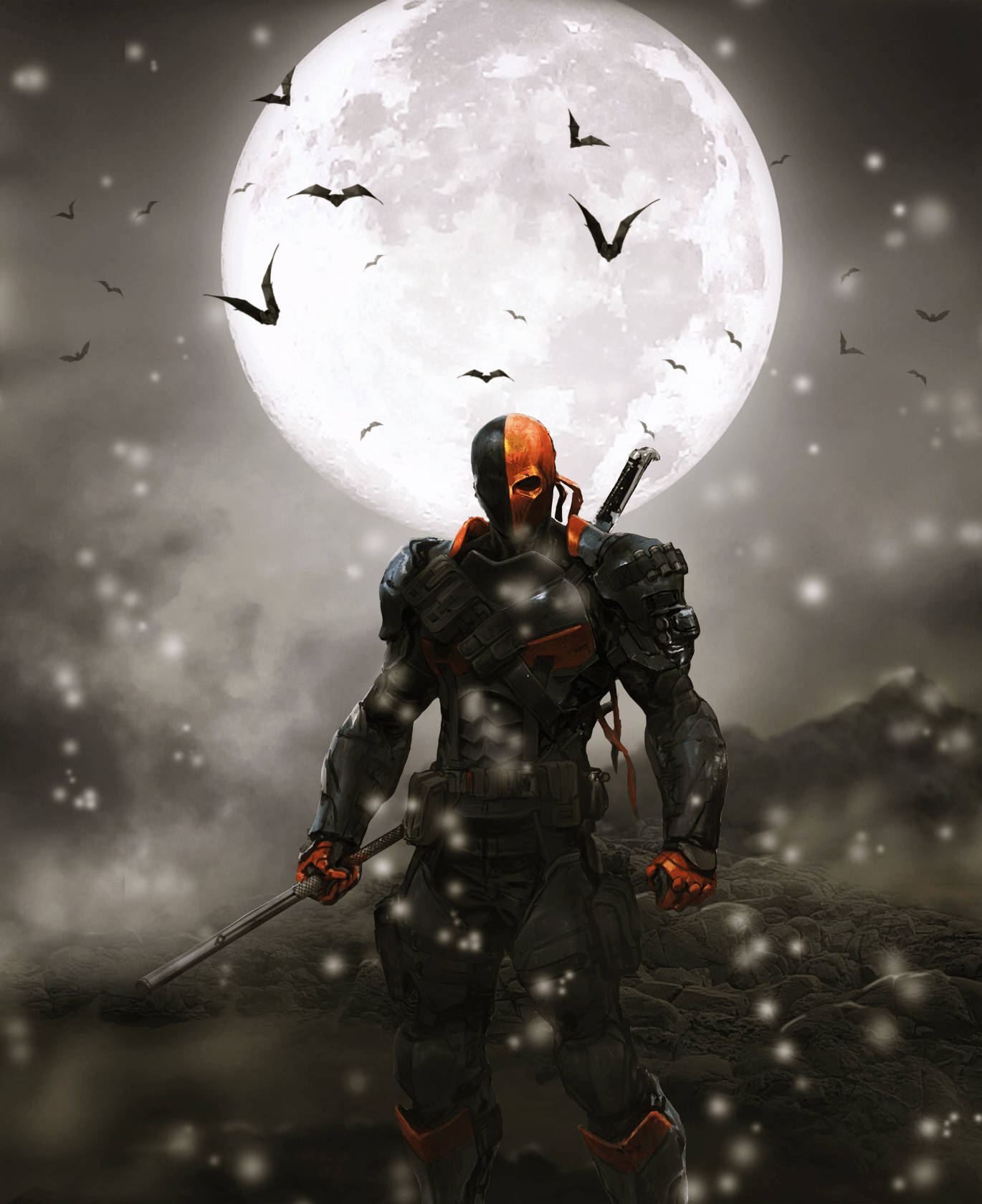 The menacing Deathstroke takes aim in the midst of a cosmic battlefield. Picha ya Ukuta