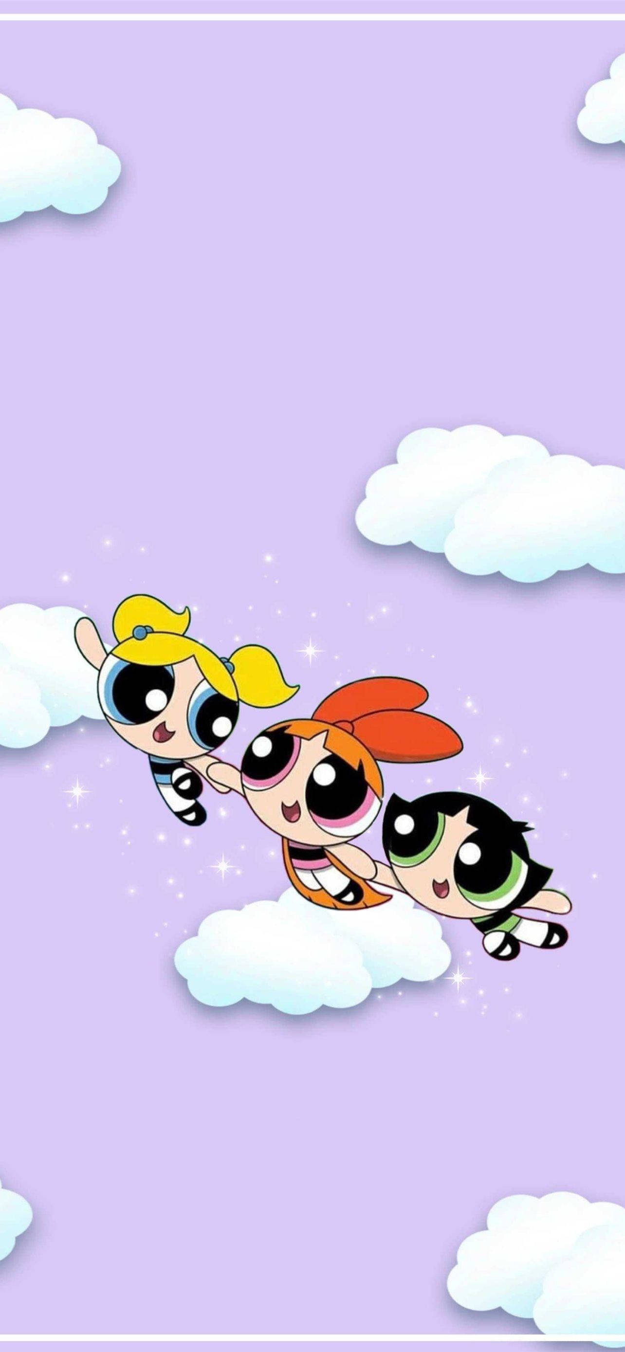 The Powerpuff Girls Sama ya Rangi ya Violet Picha ya Ukuta
