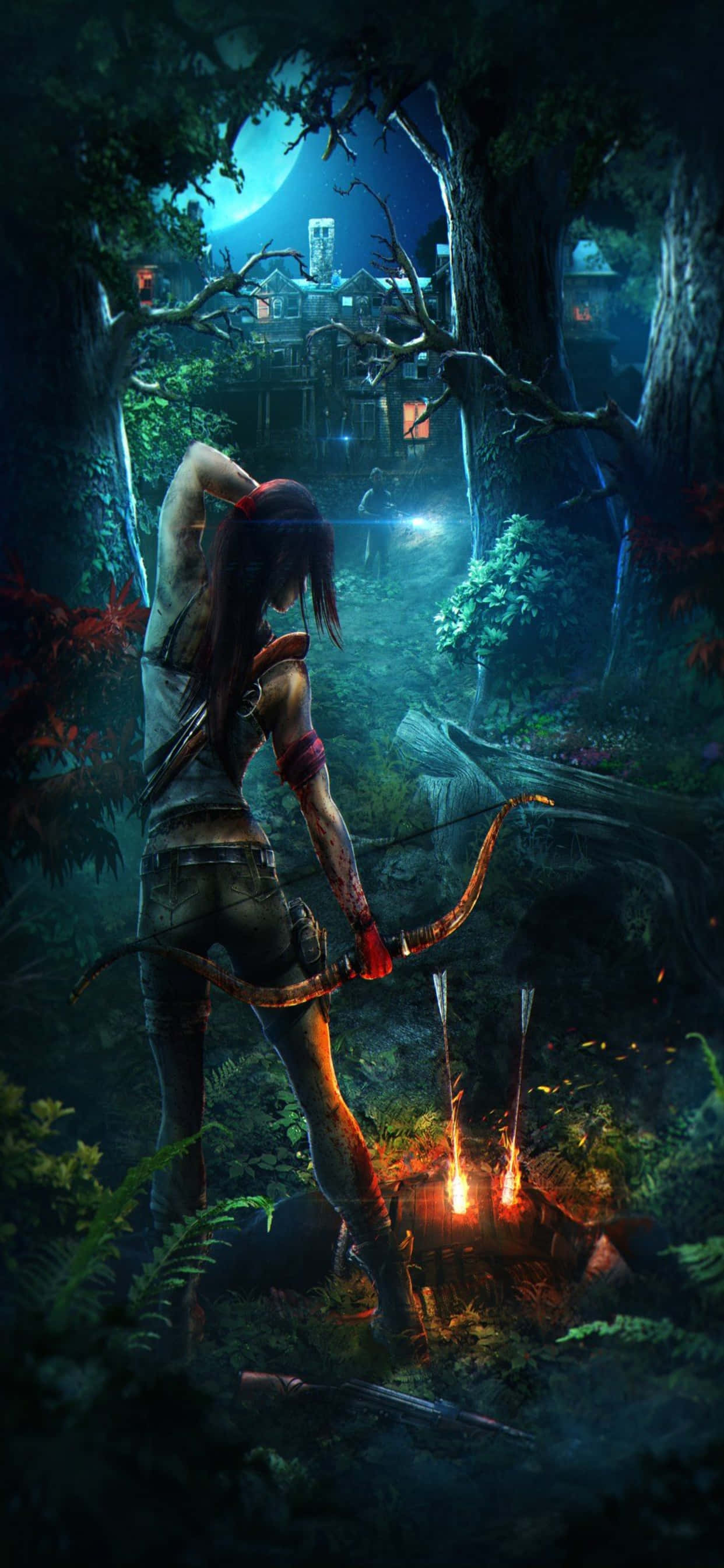 the tomb raider - mwanamke katika msitu Picha ya Ukuta