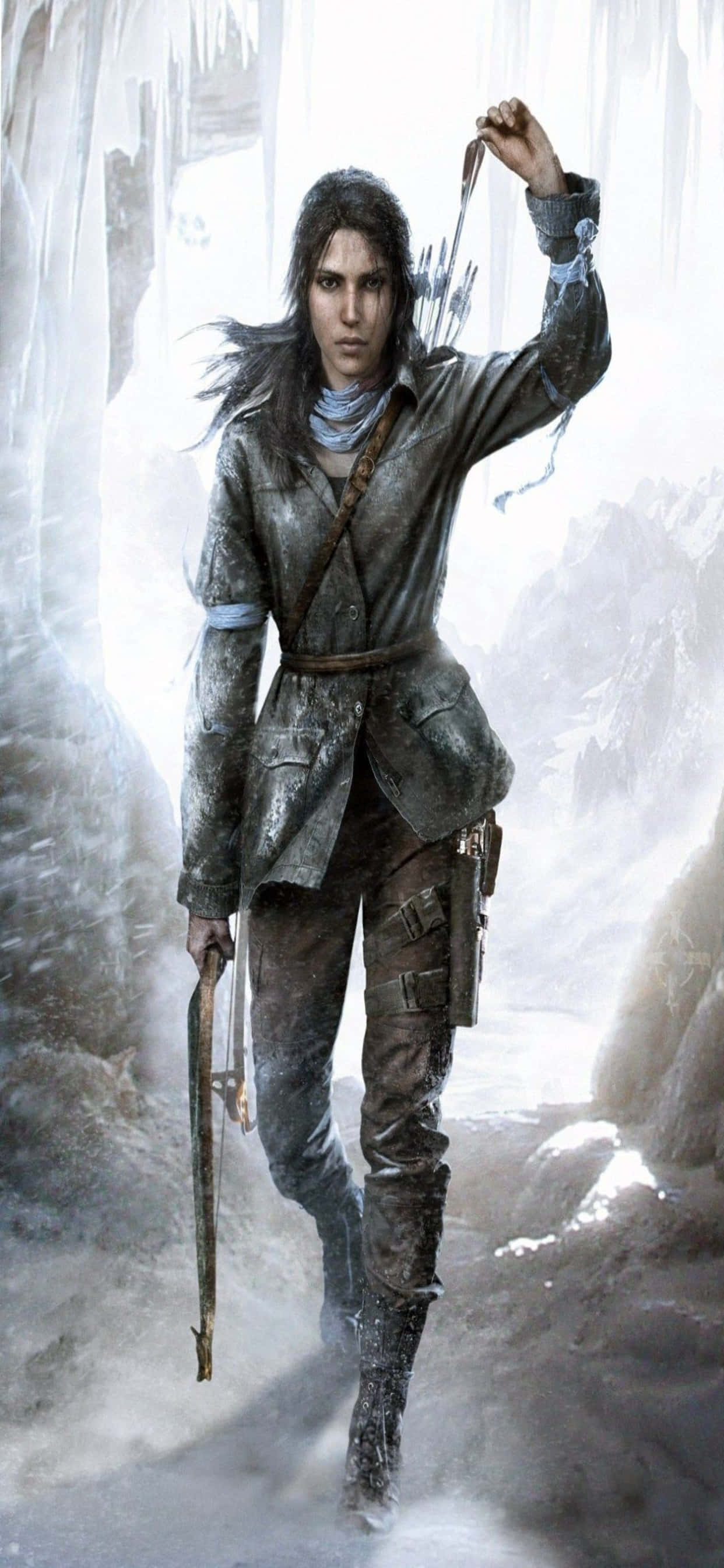the tomb raider - mwanamke katika pango la theluji Picha ya Ukuta