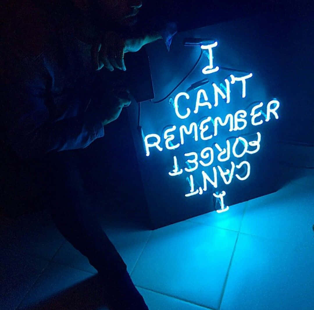Tia mwanga wa nafasi yako na Aesthetic ya Bluu ya Neon Picha ya Ukuta