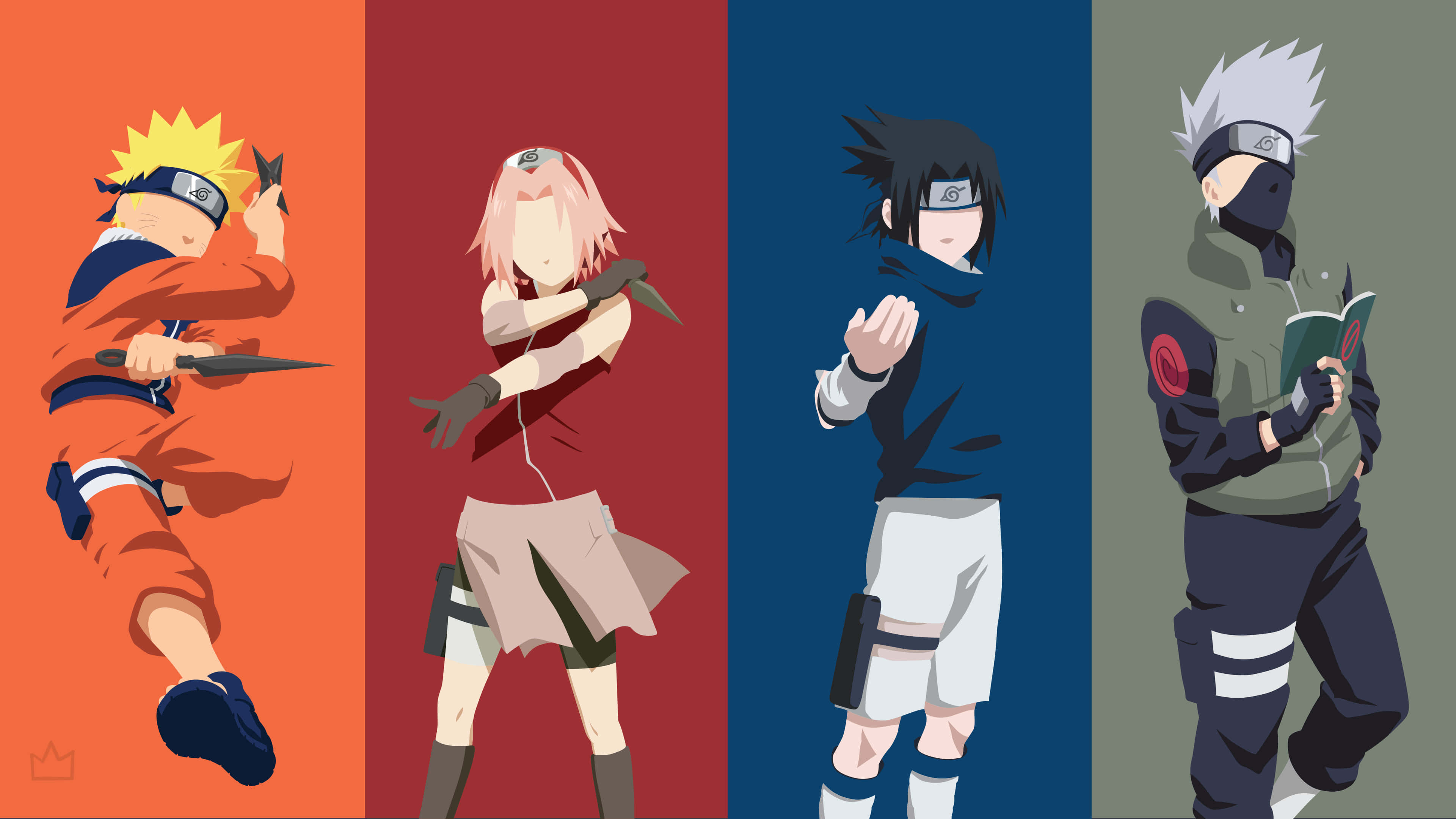 Timu 7 - Naruto, Sasuke, Sakura, Kakashi na Rock Lee Picha ya Ukuta