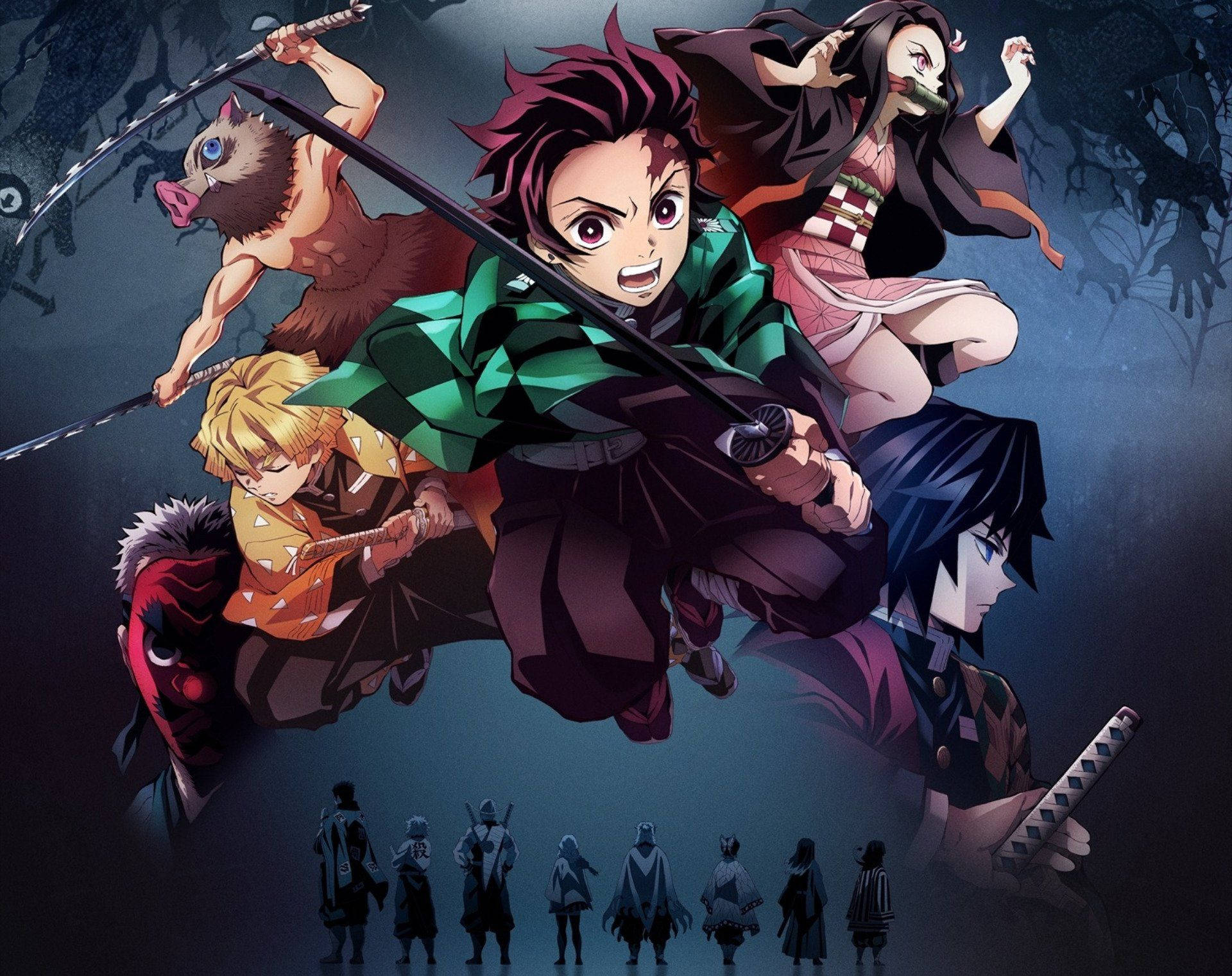 Timu ya Demon Slayer iko tayari kwa vita Picha ya Ukuta