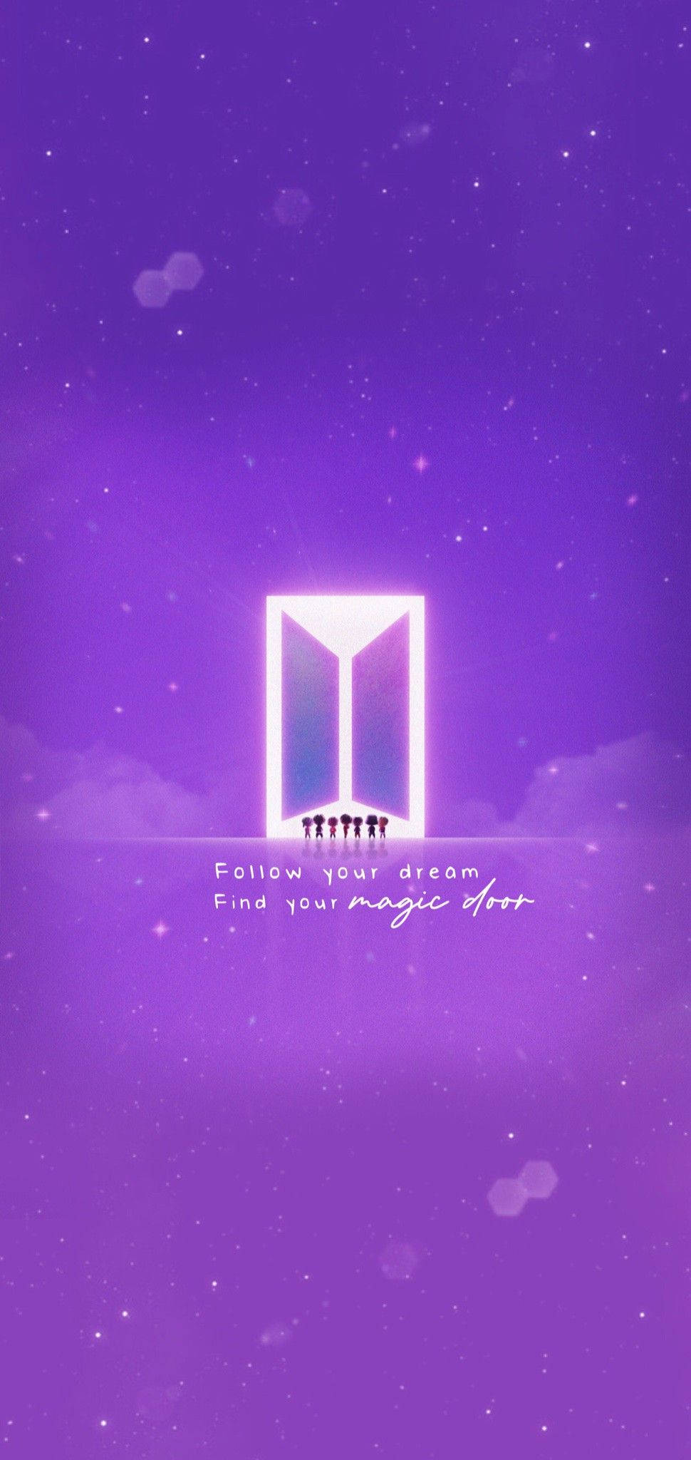 Tiny Tan BTS Logo Pamoja na Silhouette Picha ya Ukuta