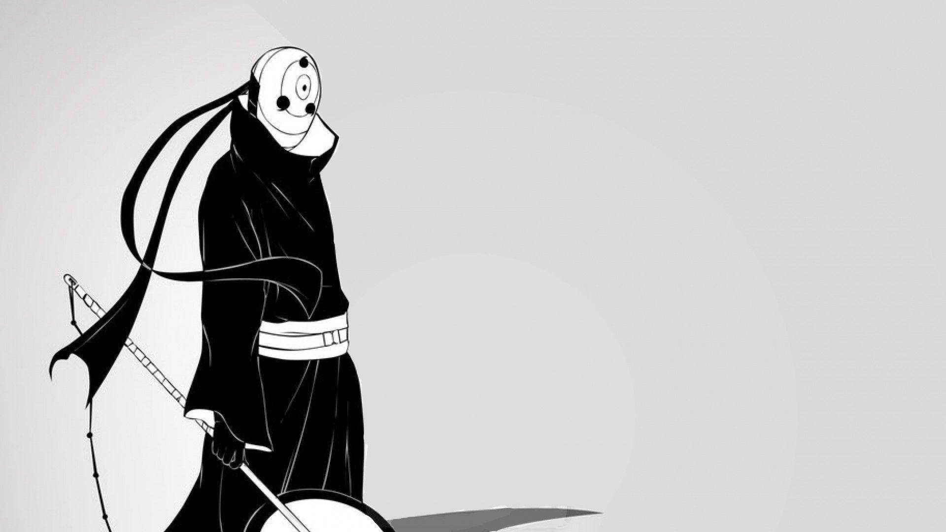 Tobi Naruto Nyeusi na Nyeupe Aesthetic Picha ya Ukuta