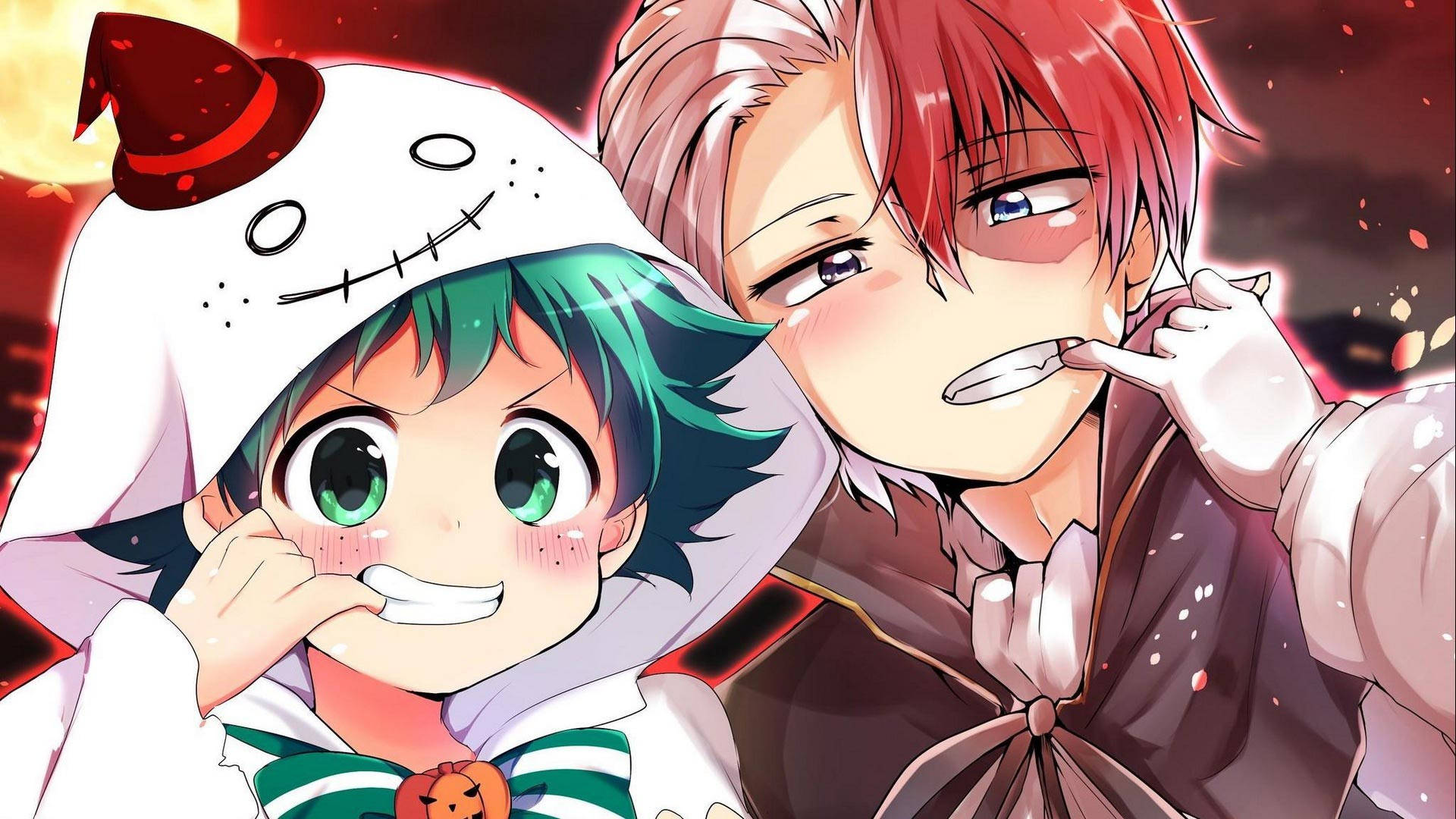 Todoroki Mrembo na Midoriya Mdogo Picha ya Ukuta