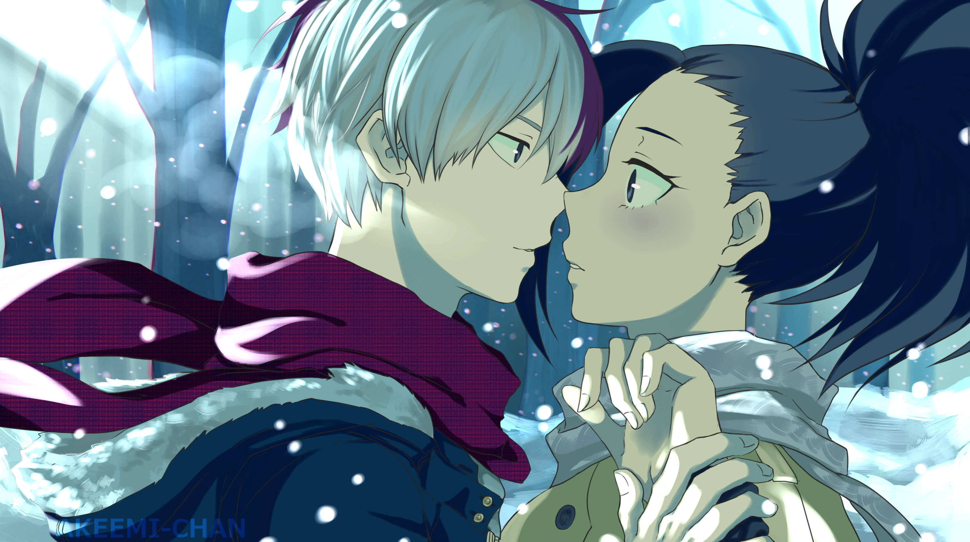 Todoroki Mzuri na Momo Yaoyorozu Picha ya Ukuta