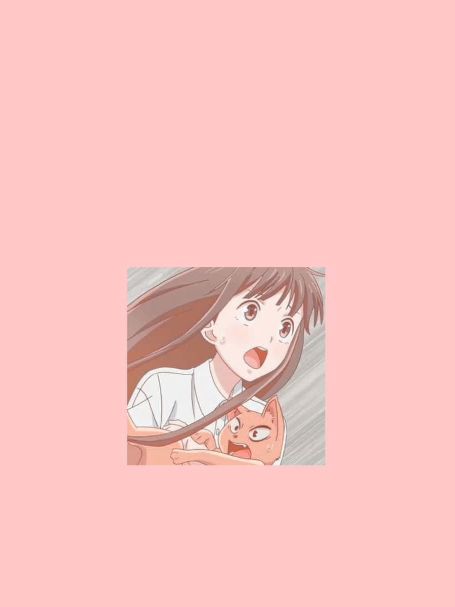 Tohru Honda ya Fruits Basket Anime ya Kipink na Rahisi Picha ya Ukuta