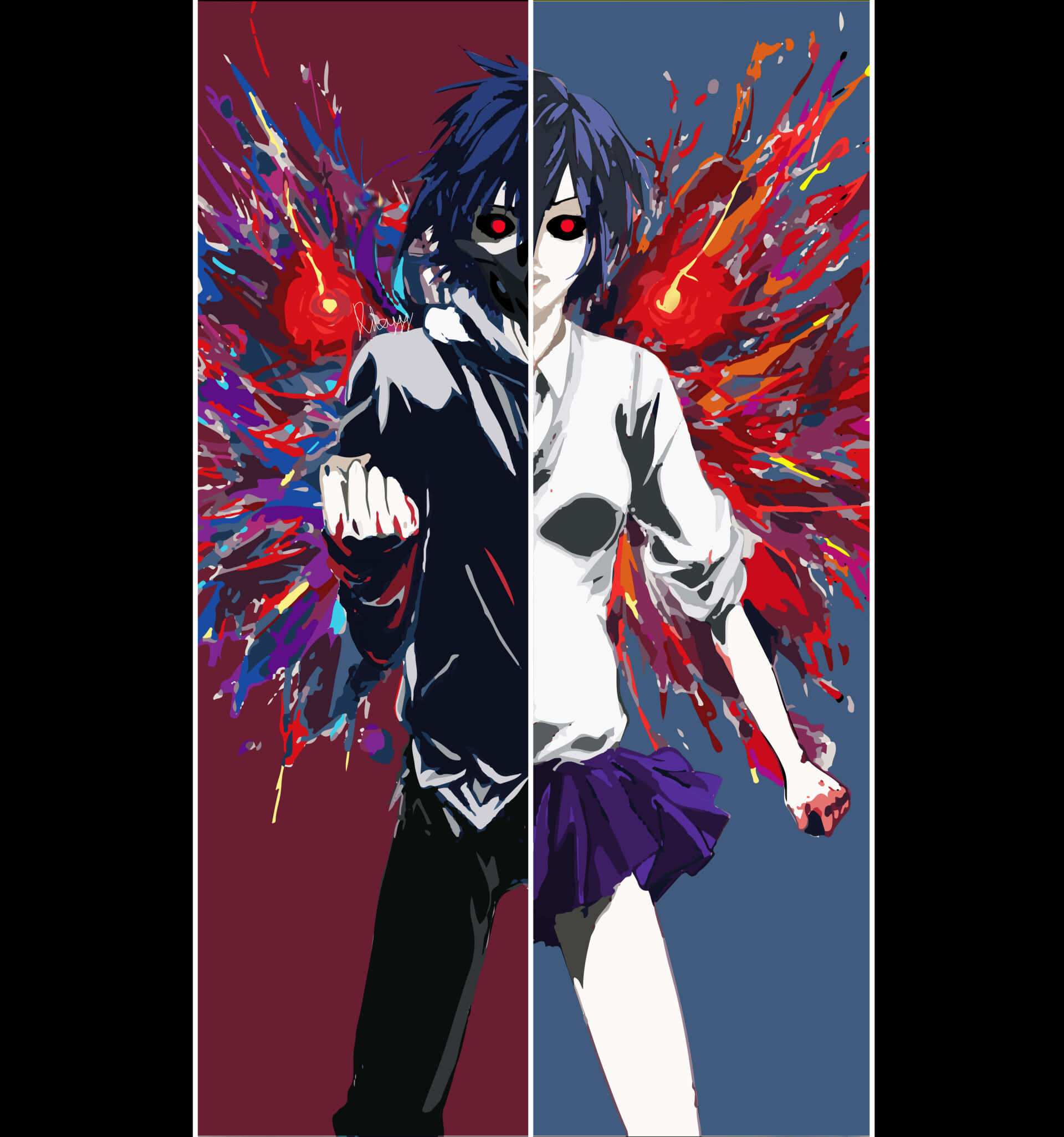 Tokyo Ghoul Picha ya Touka na Ayato Picha ya Ukuta