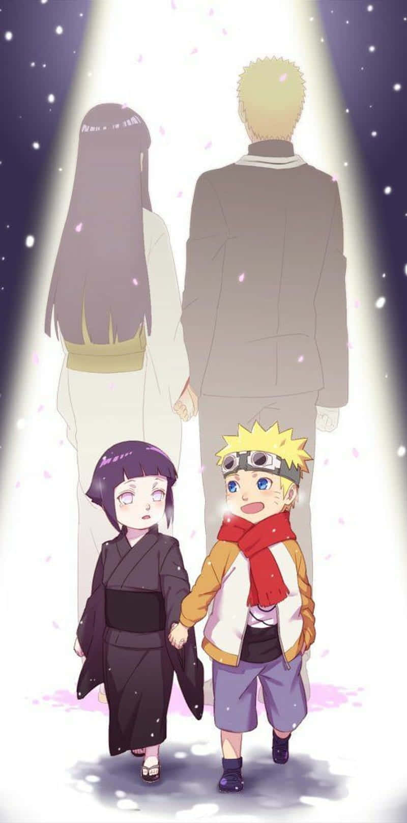 Toleo La Mtoto Na Mtu Mzima La Naruto Na Hinata Wazuri Picha ya Ukuta