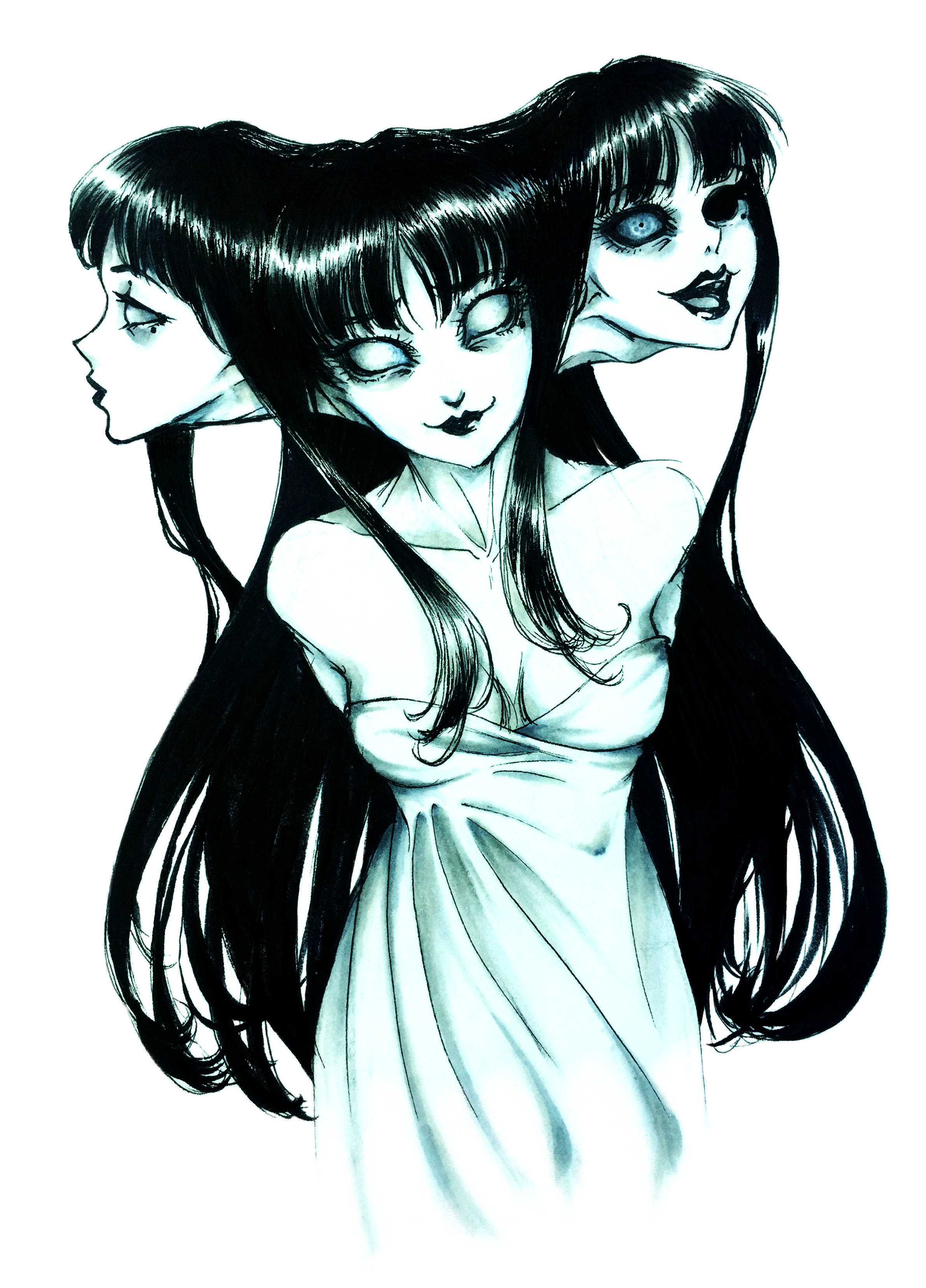 Tomie Mwenye Vichwa Vitatu wa Anime ya Giza Picha ya Ukuta