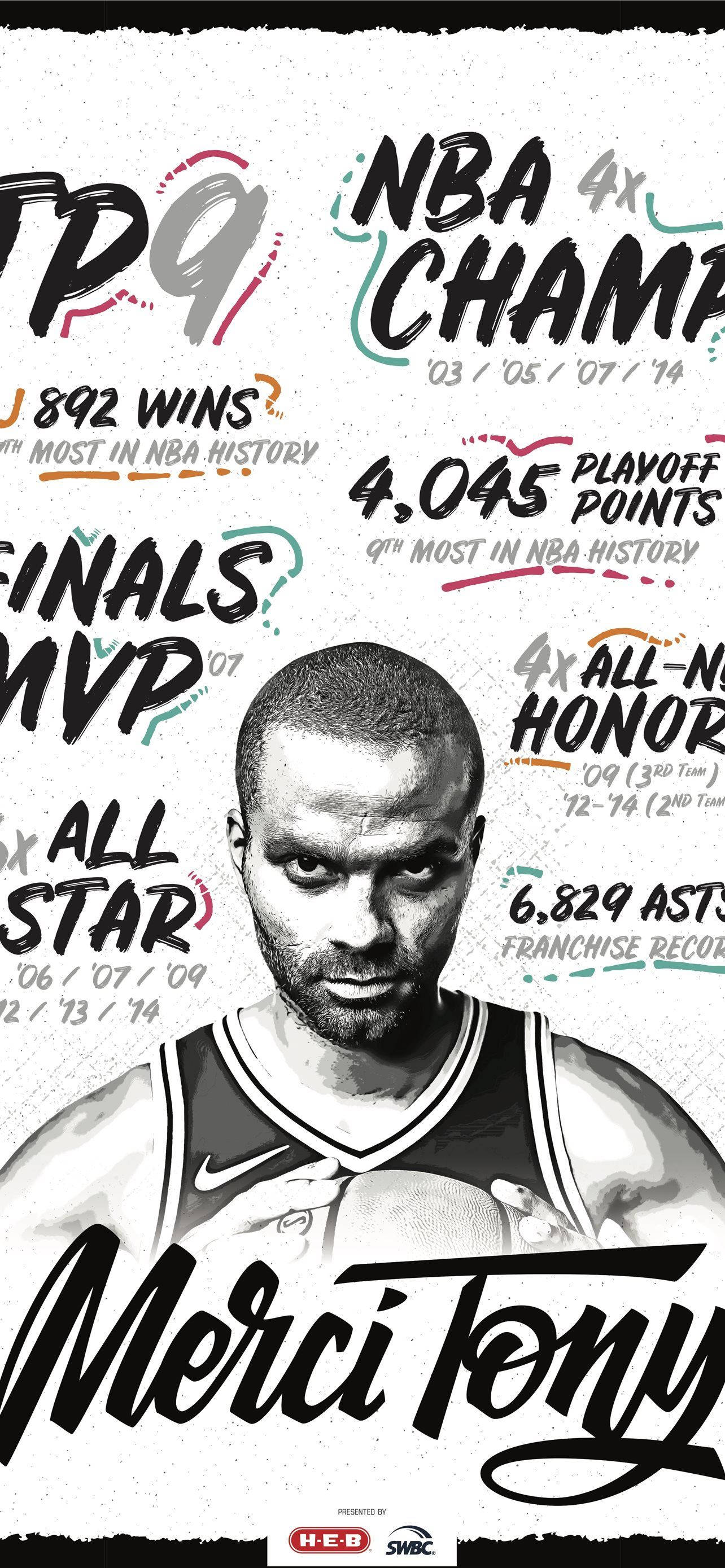 Tony Parker Takwimu za Basketball Picha ya Ukuta