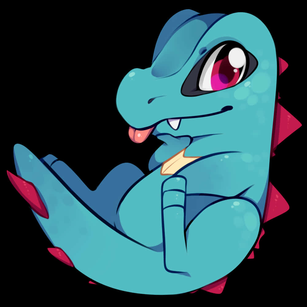 Totodile Akiwa na Ulimi Nje Picha ya Ukuta