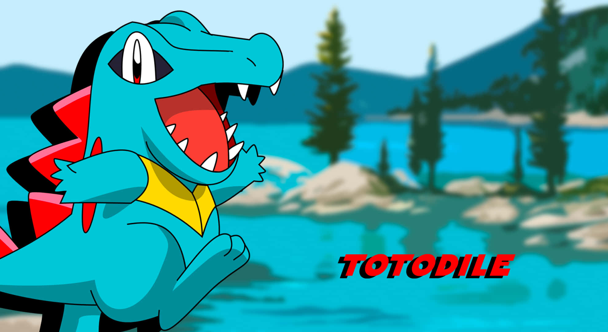 Totodile kwenye Mto kama Mandhari Picha ya Ukuta