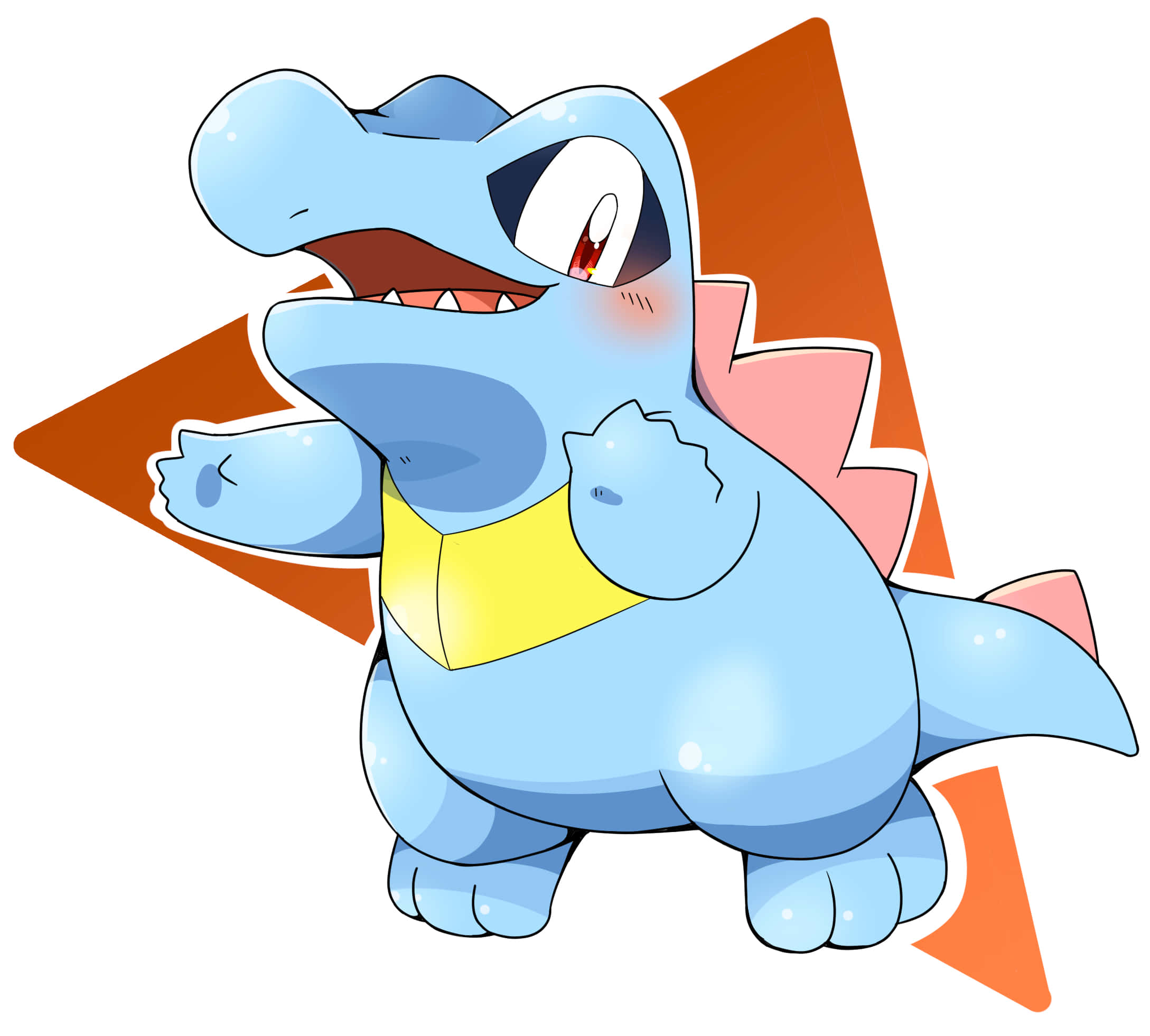 Totodile na Mchoro wa Pembetatu ya Rangi ya Chungwa Picha ya Ukuta