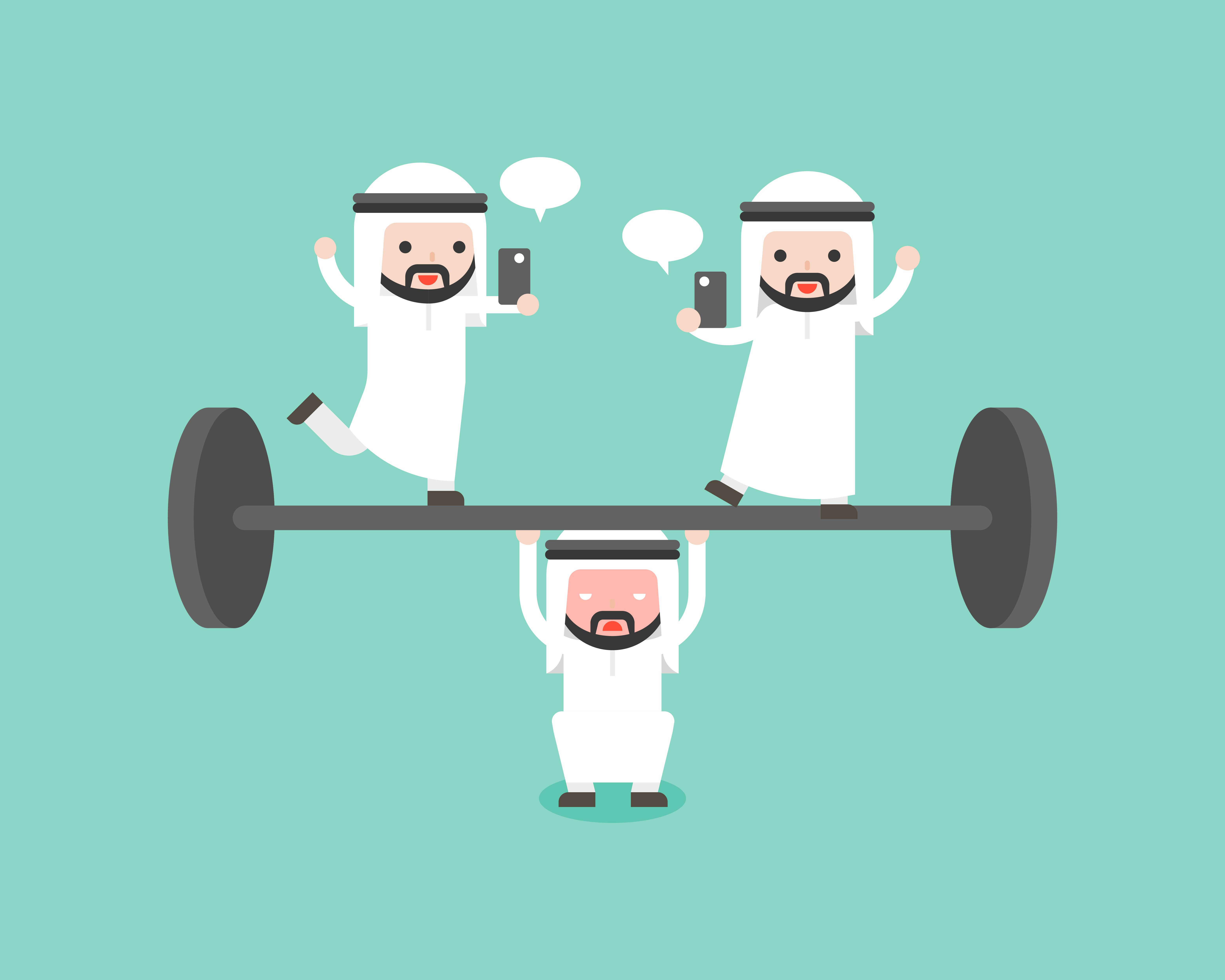 Traditional men lifting barbells in a gym Picha ya Ukuta