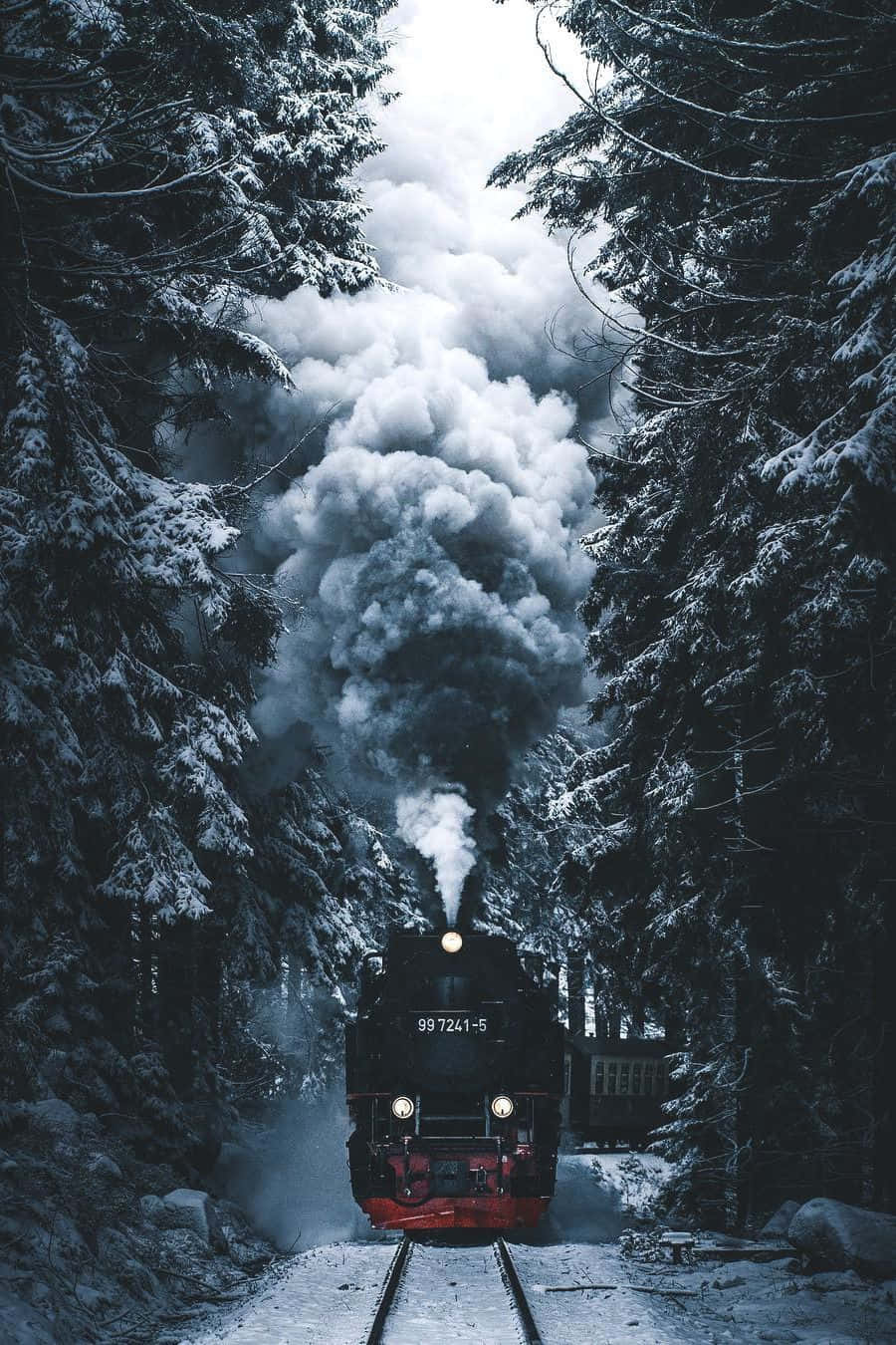 Treni ya Moshi ya Majira ya Baridi ya Tumblr Picha ya Ukuta